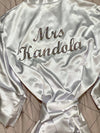 Mrs Surname satin robe - Script MT Bold Crystal AB *