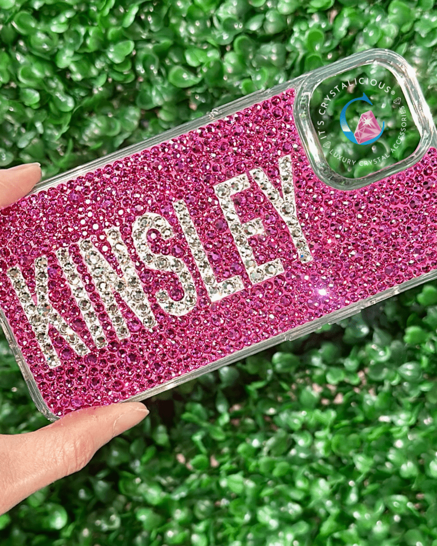 Crystal Block Name Phone Cover - Fuchsia/Crystal* - It's Crystalicious®