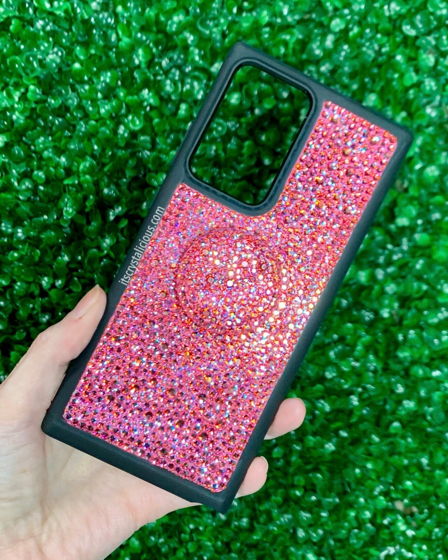 Multi Crystal Grip Bumper Phone Cover - Black/Rose AB * - It's Crystalicious®