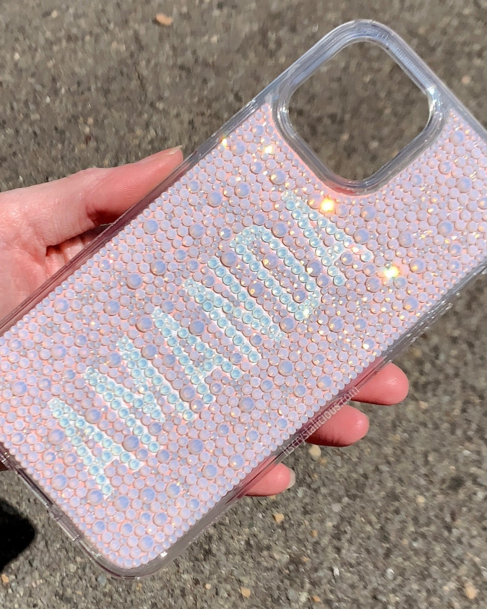 Crystal Block Name Phone Cover - Rose Opal/White Opal* - It's Crystalicious®