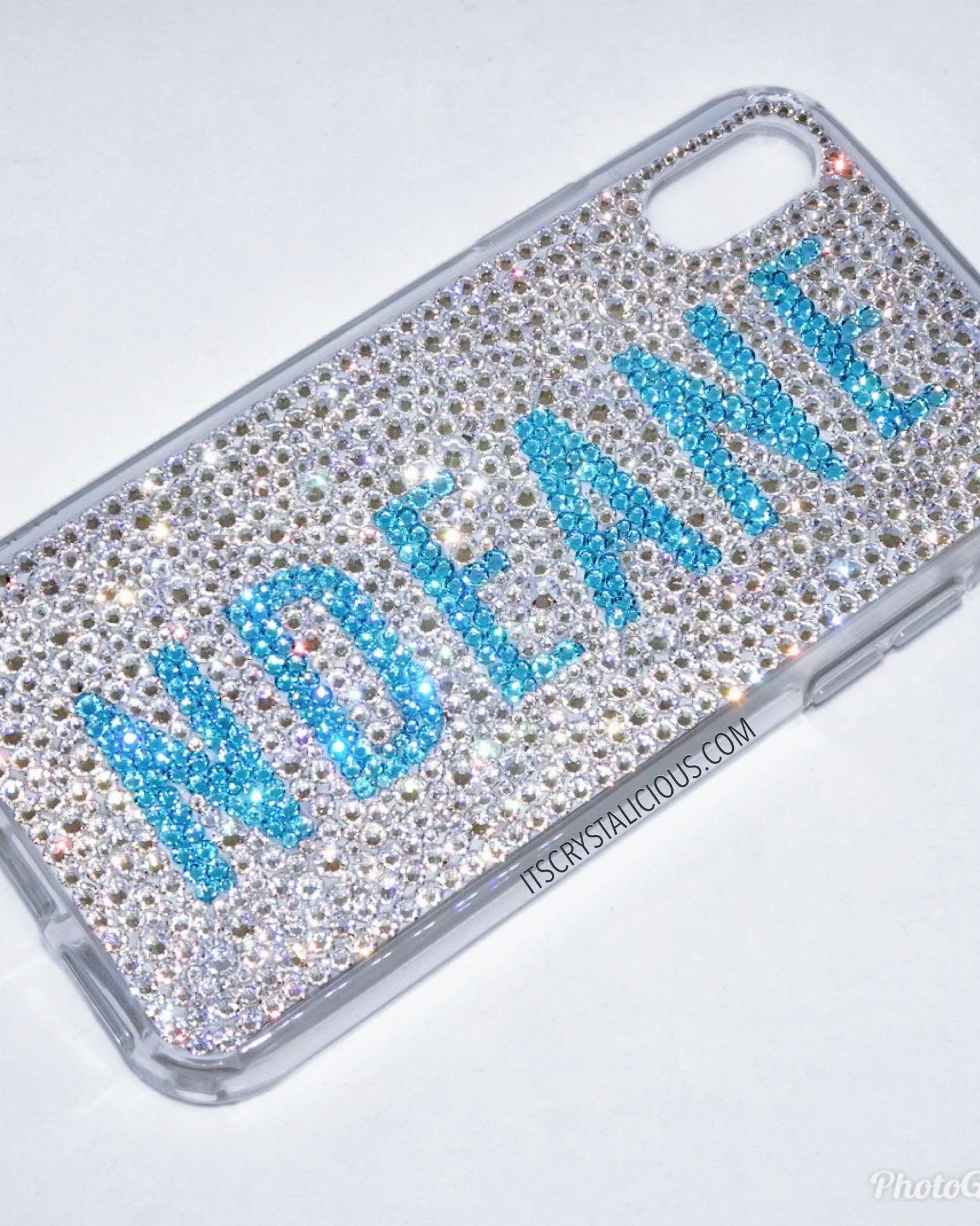 Crystal Block Name Phone Cover - Crystal/Aqua Bohemica* - It's Crystalicious®