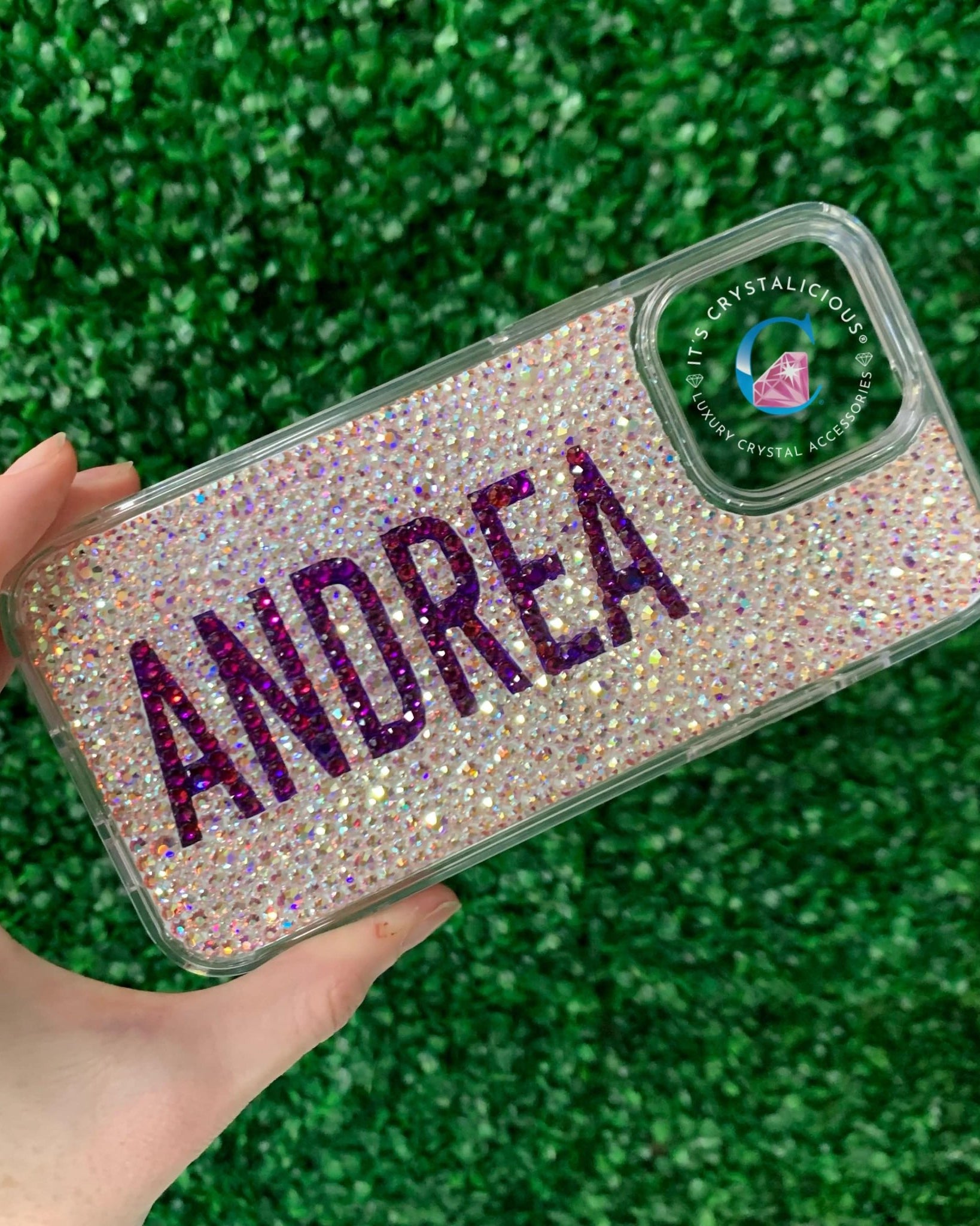 Crystal Block Name Phone Cover - Crystal AB/Volcano* - It's Crystalicious®