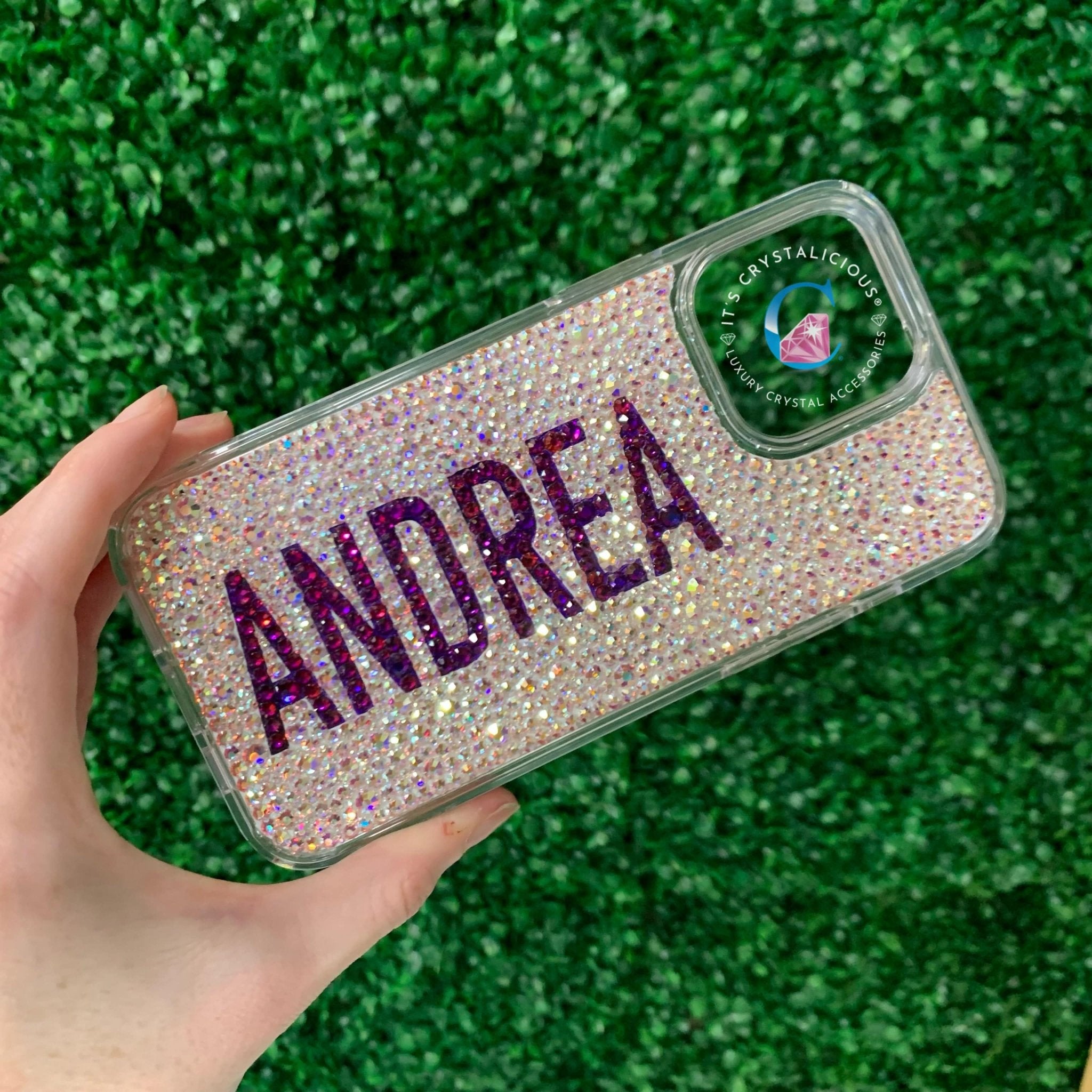 Crystal Block Name Phone Cover - Crystal AB/Volcano* - It's Crystalicious®