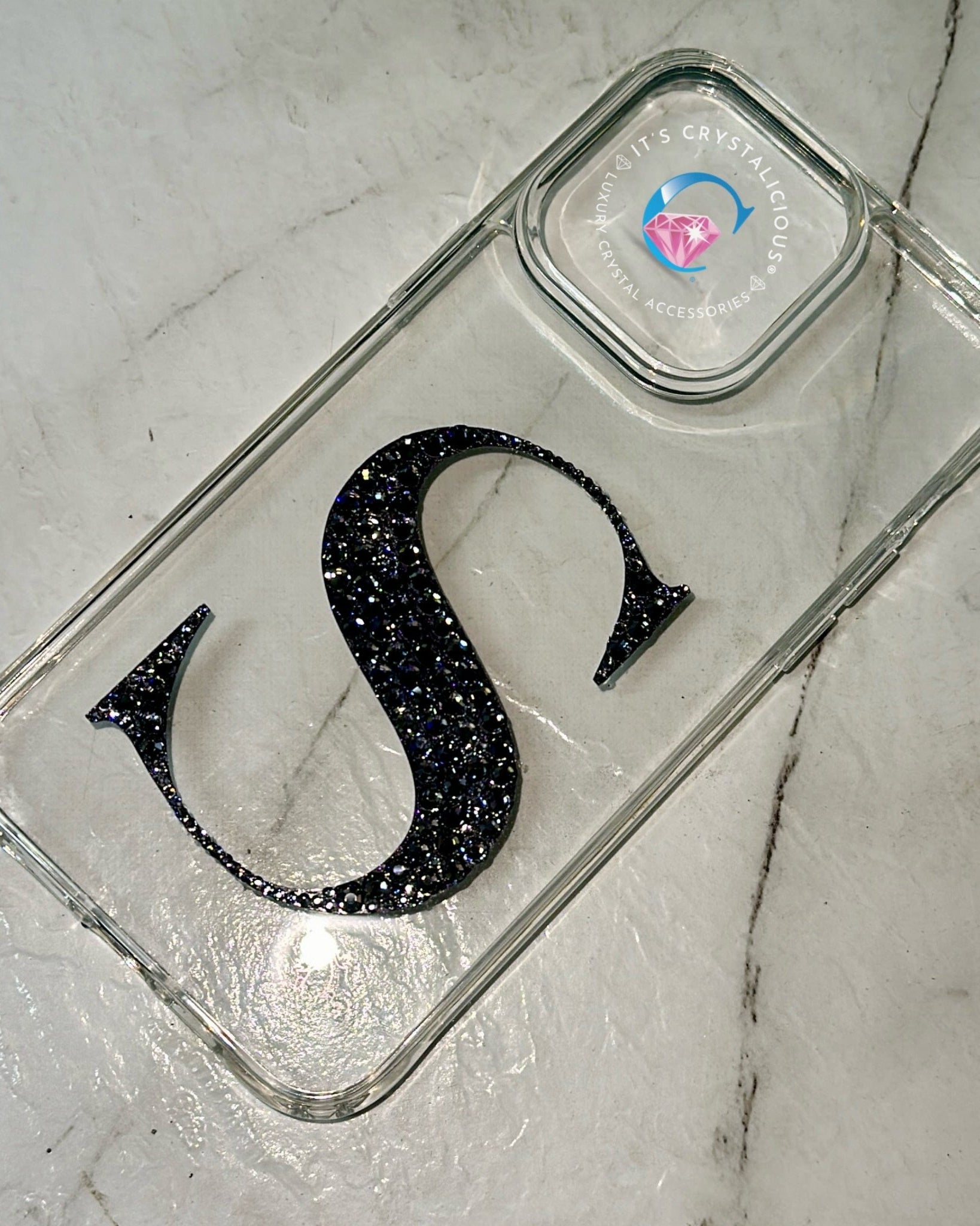 Crystal Bold Initial Bumper Phone cover - Smoked Amethyst* - It's Crystalicious®