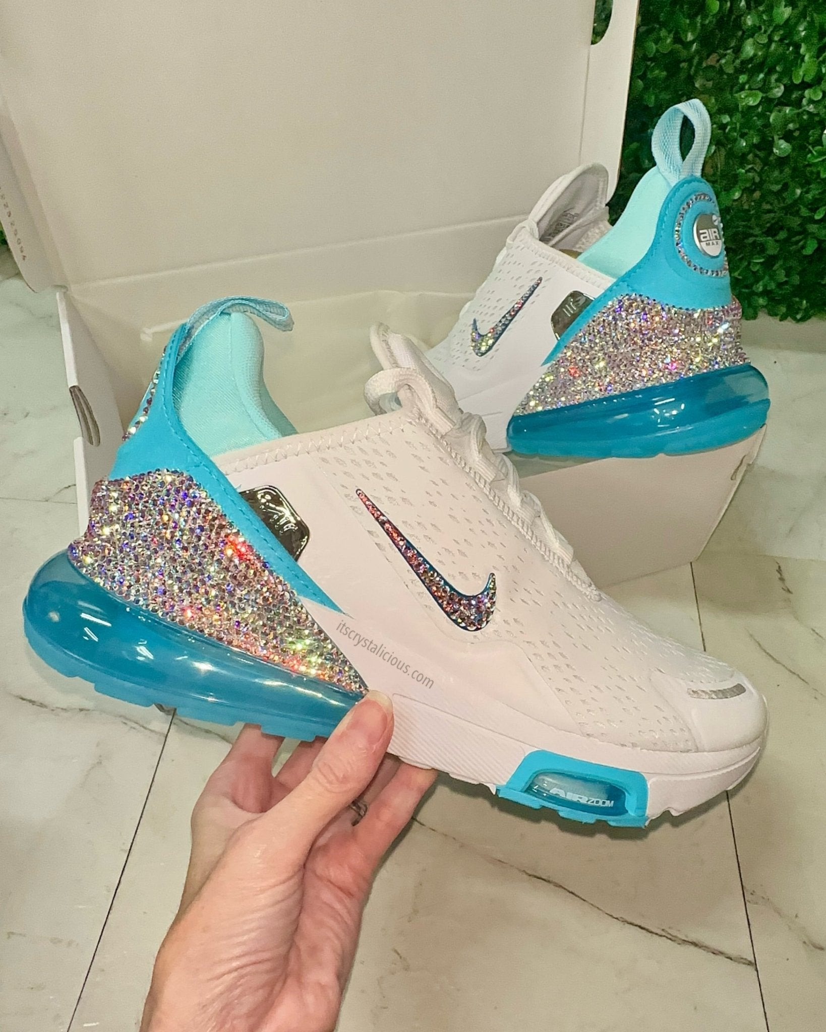 Nike Air Max 270 Premium - Teal Tint Custom Crystal - It's Crystalicious®