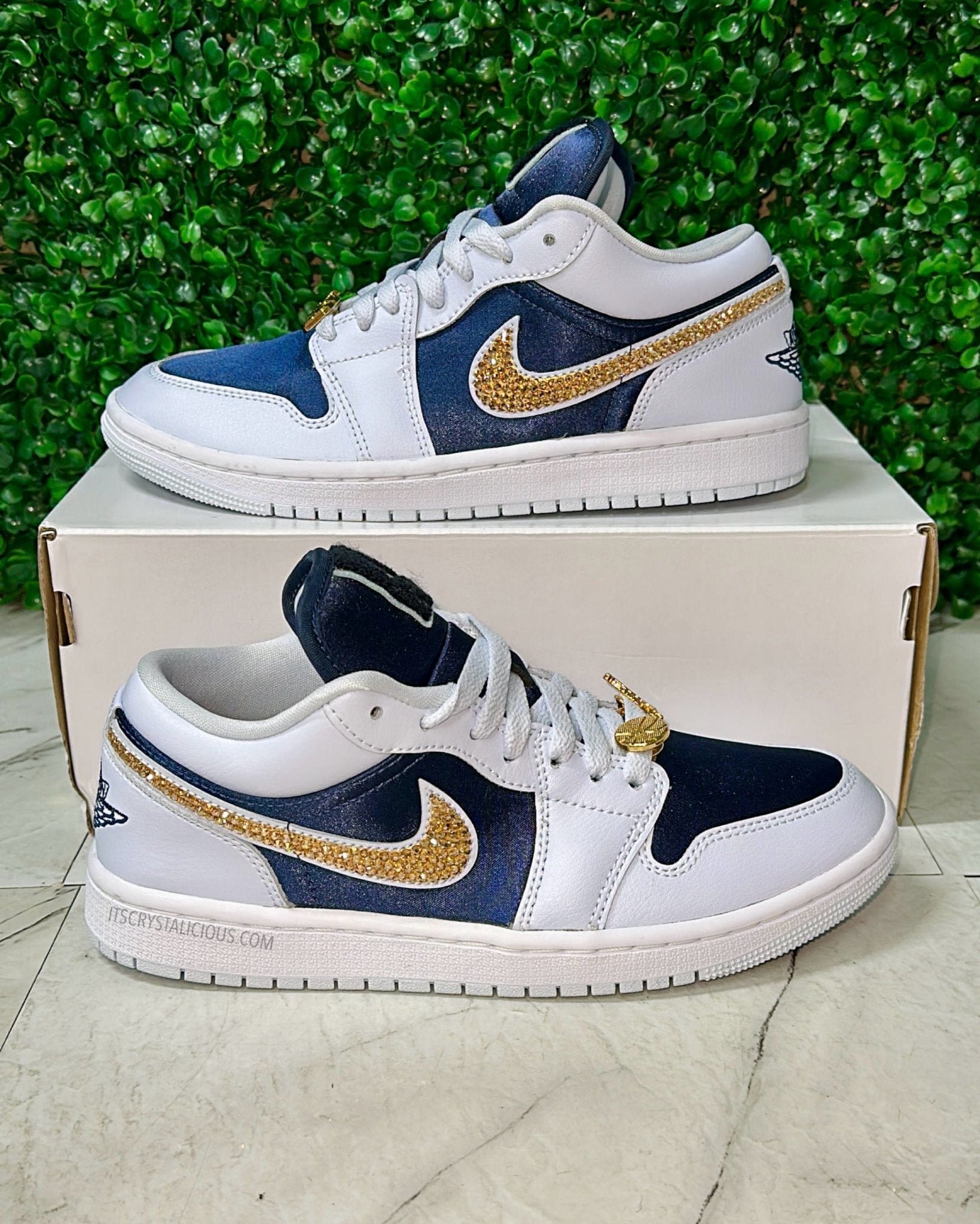 RTS - Jordan 1 - Football Grey/Midnight Navy/Golden Honey - Size US 7* - It's Crystalicious®