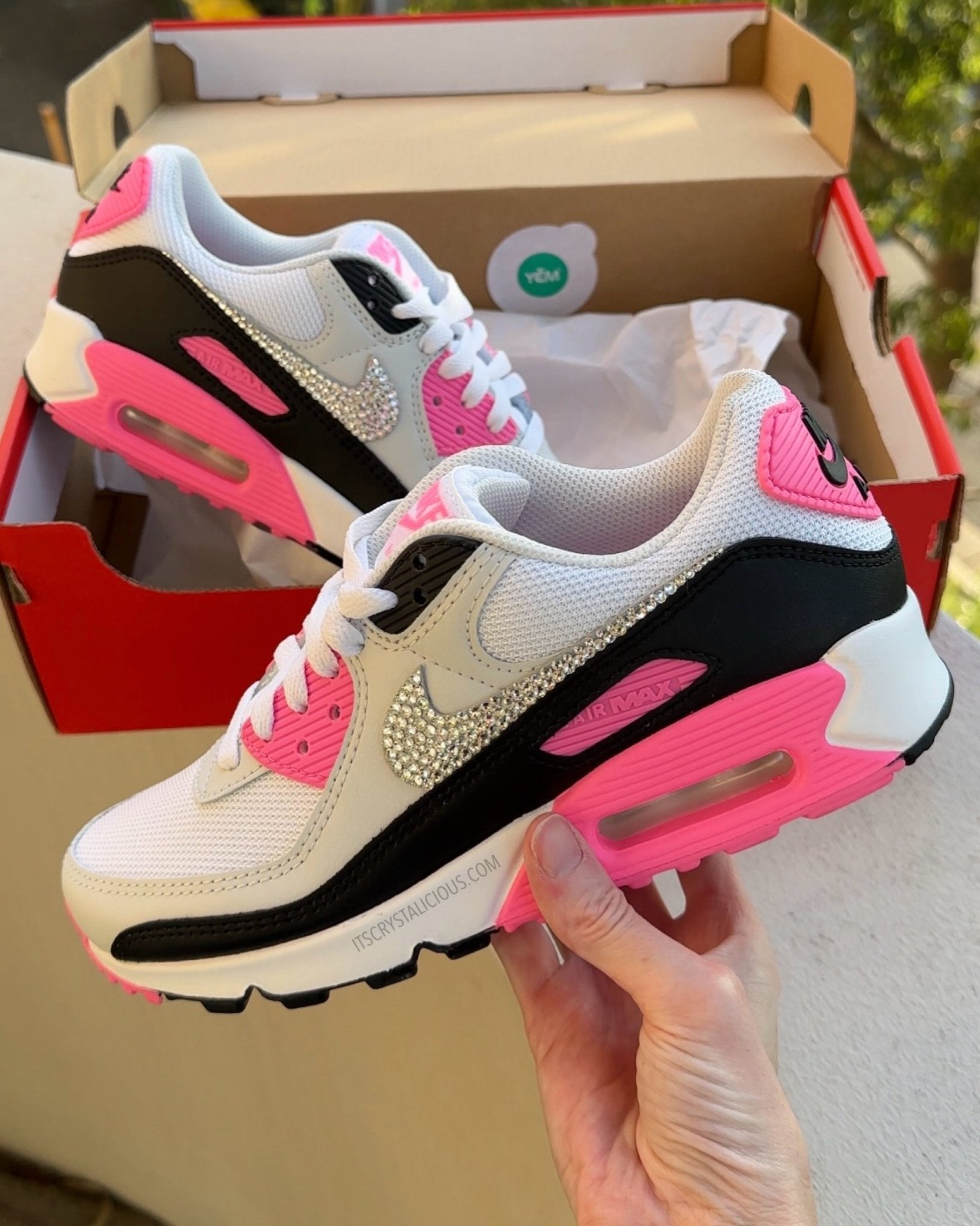 RTS - Nike Air Max 90 - White/Pink Glow/Crystal - Size US 6.5 * - It's Crystalicious®