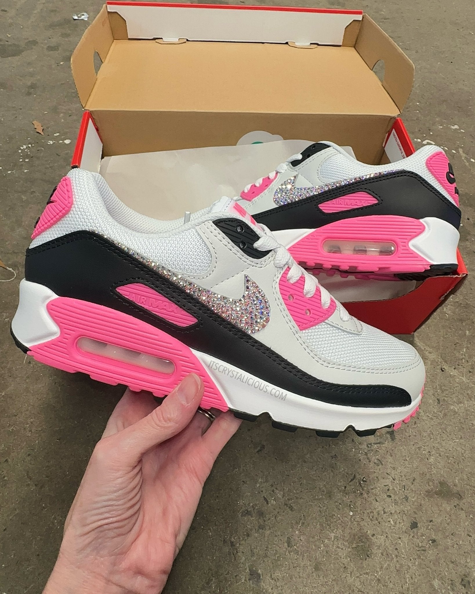 Nike Air Max 90 - White/Pink Glow/Crystal AB * - It's Crystalicious®