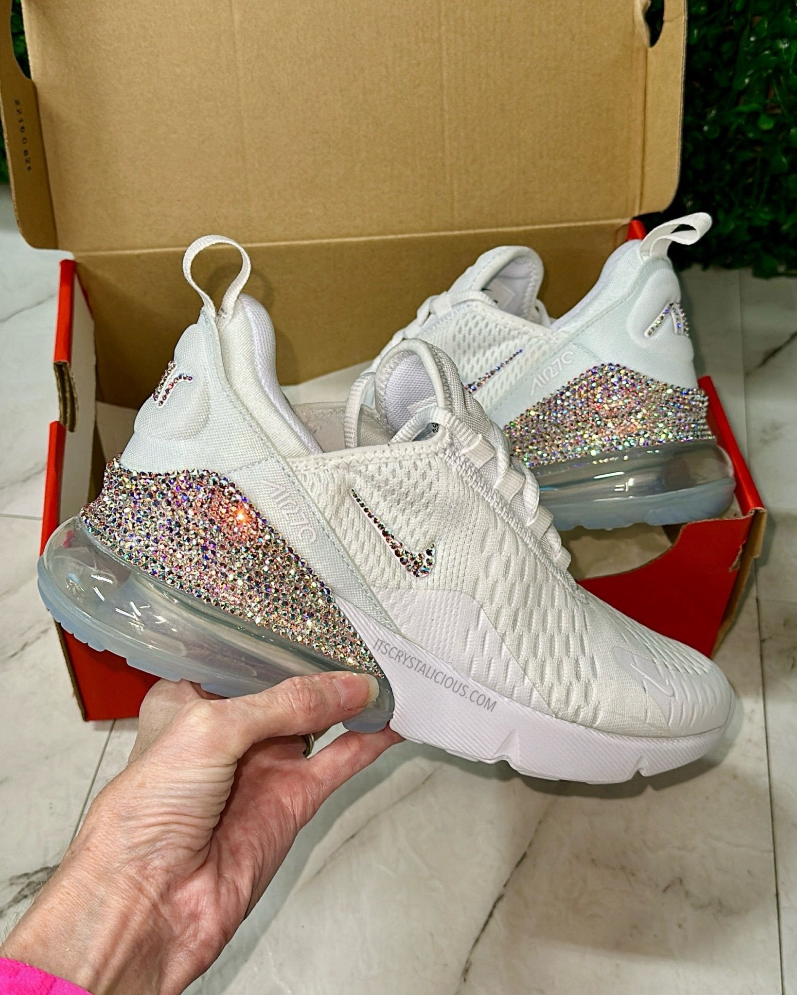 Custom Crystal Nike Air Max 270 sneakers White/Black Ticks