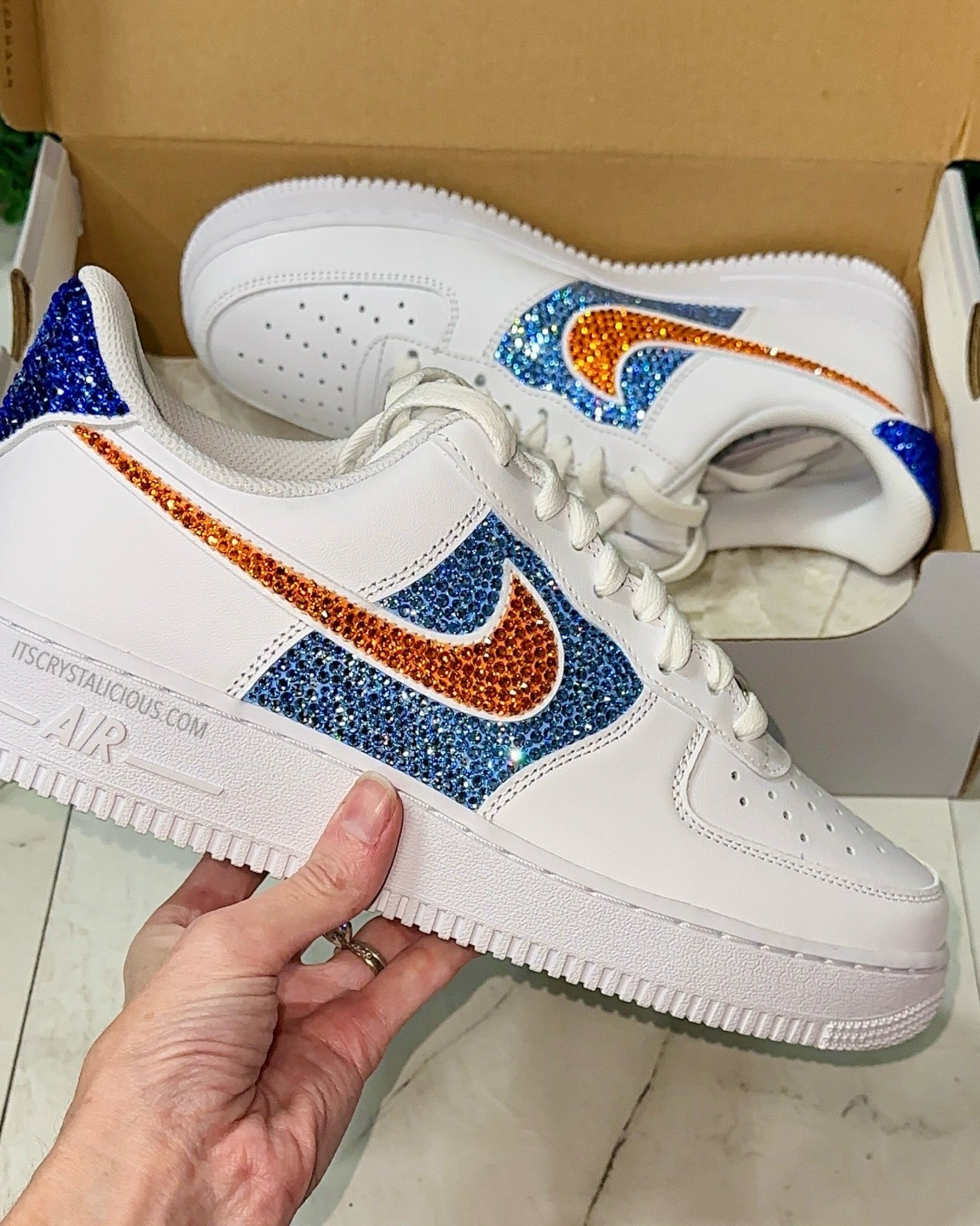 Nike Air Force 1 - Lt Sapphire/Sun/Sapphire (Max Crystal Bling)* - It's Crystalicious®