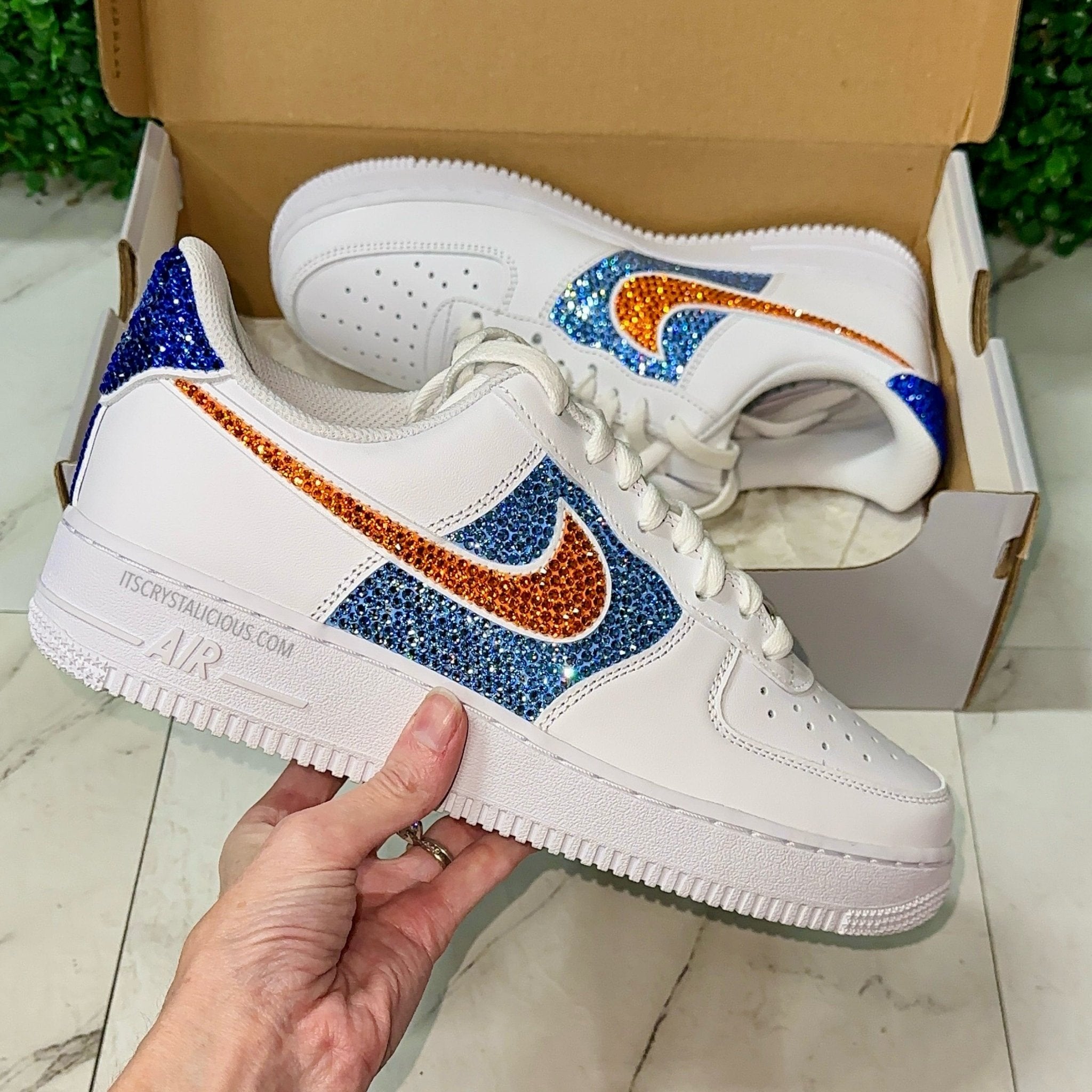 Nike Air Force 1 - Lt Sapphire/Sun/Sapphire (Max Crystal Bling)* - It's Crystalicious®