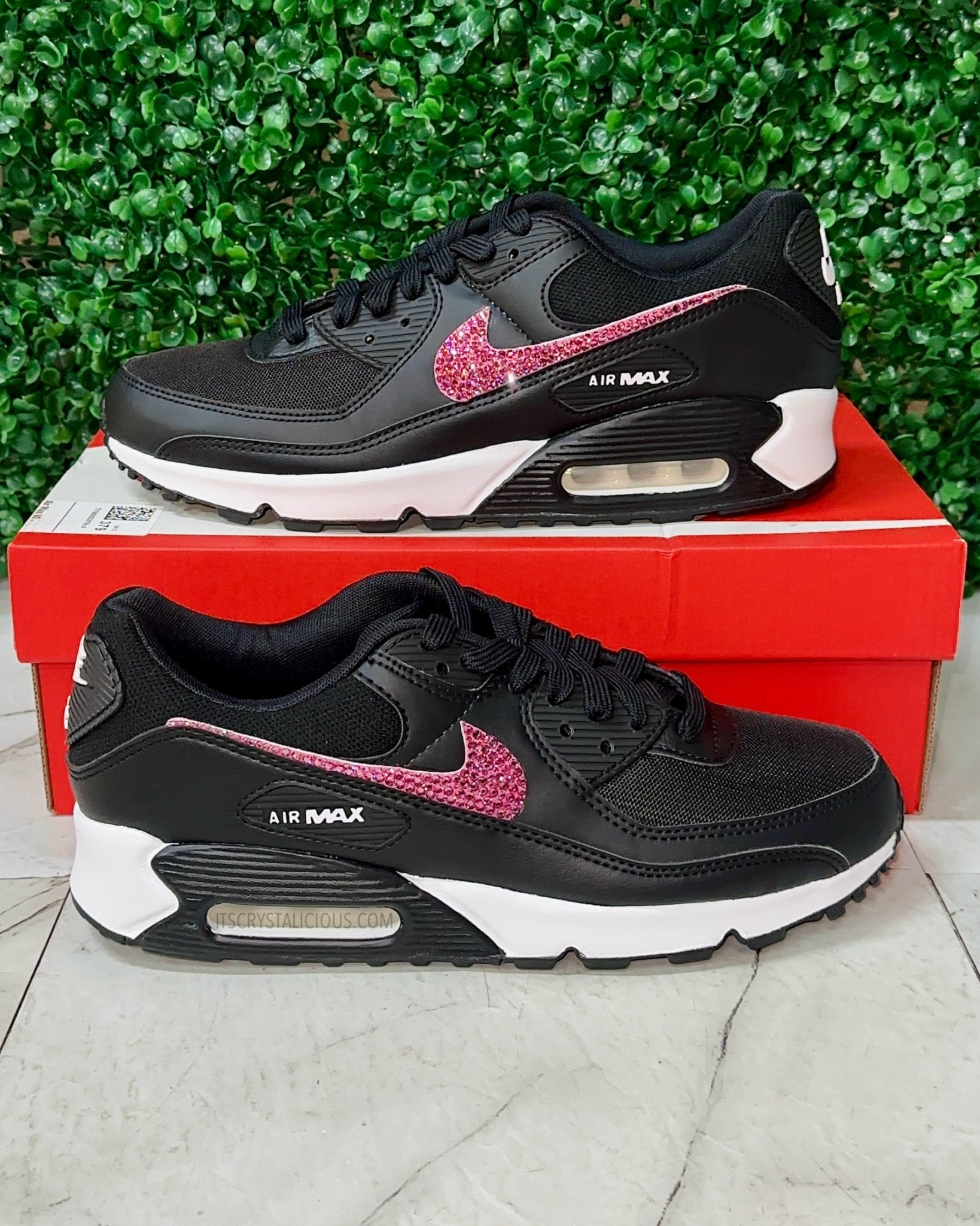 Nike Air Max 90 - White/Black/Rose* - It's Crystalicious®