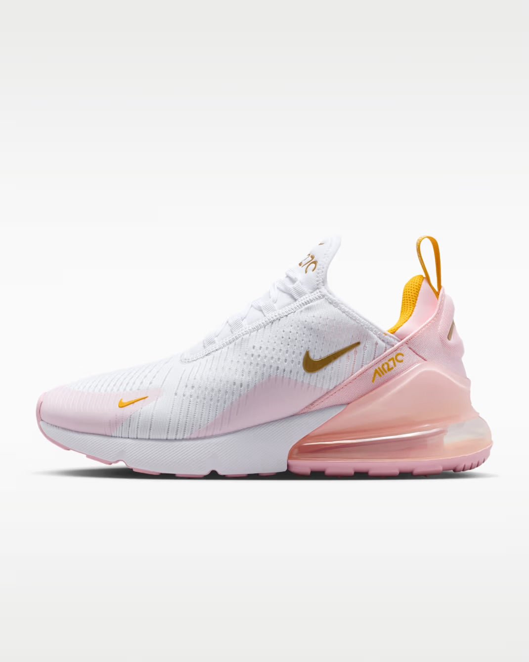 Nike Air Max 270 Uni Gold/Pink Foam: Custom Crystal - It's Crystalicious®