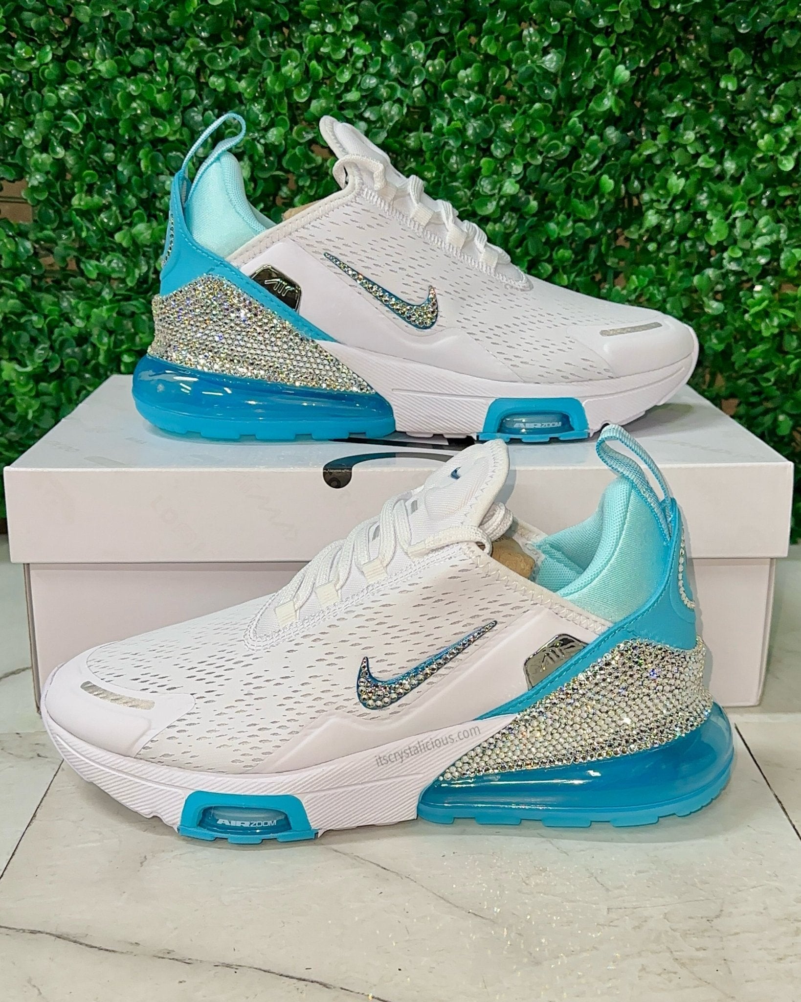 Nike Air Max 270 Premium - Teal Tint Custom Crystal - It's Crystalicious®
