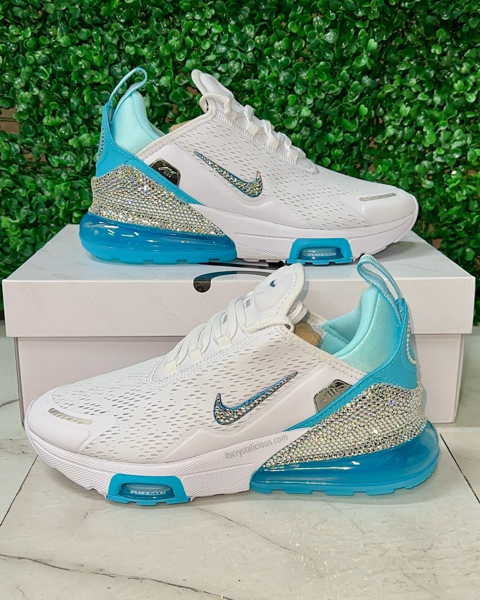 Nike Air Max 270 Premium - Teal Tint Custom Crystal - It's Crystalicious®