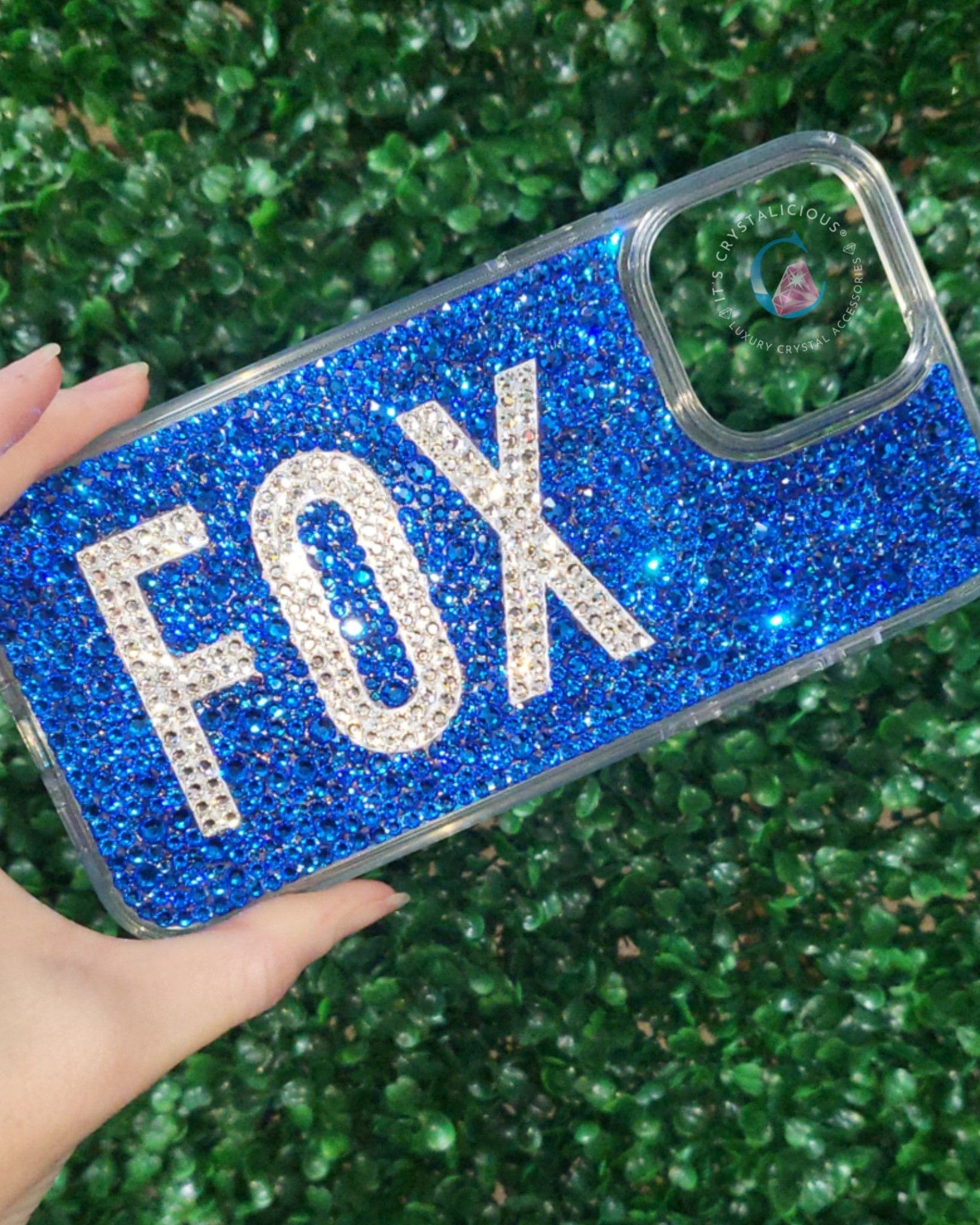 Crystal Block Name Phone Cover - Sapphire/Crystal* - It's Crystalicious®