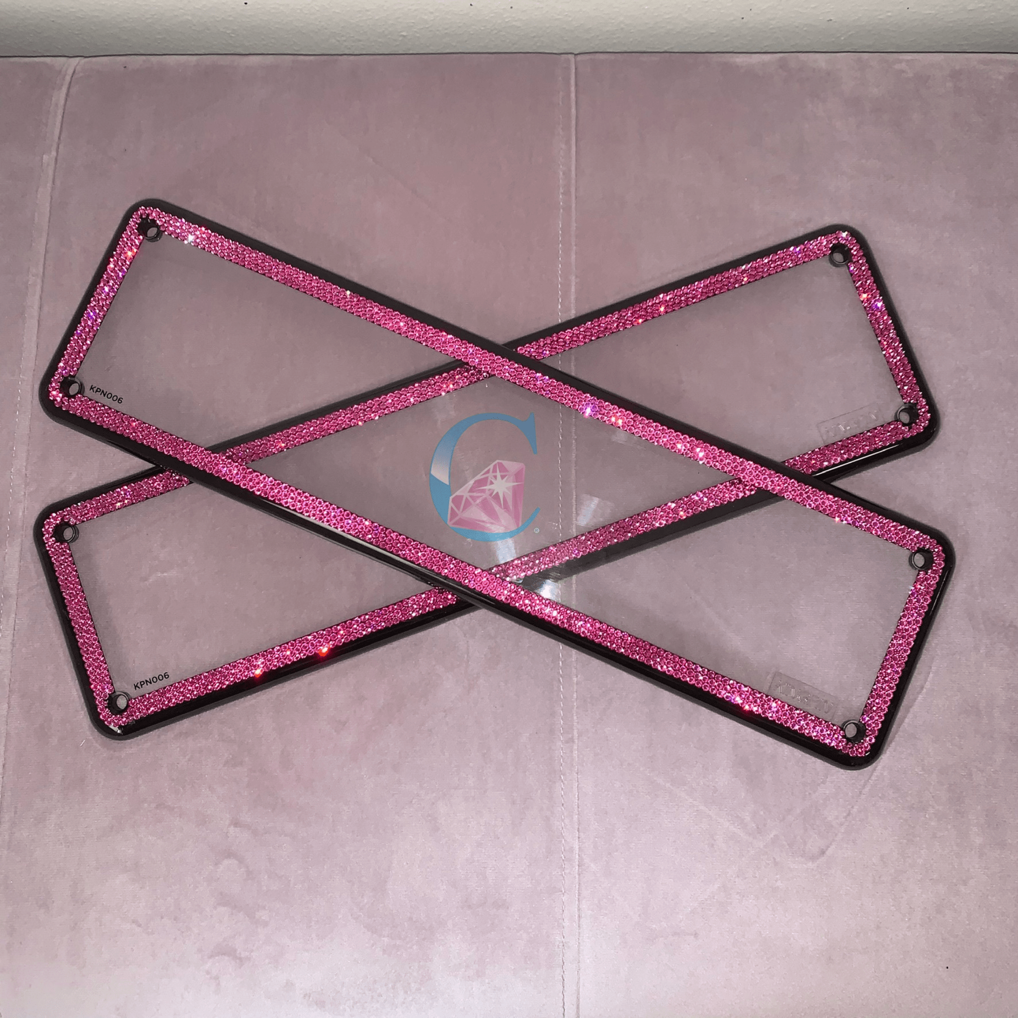 Set of 2 - Crystalicious® 3 Row Number Plate Frame/Rose * - It's Crystalicious®