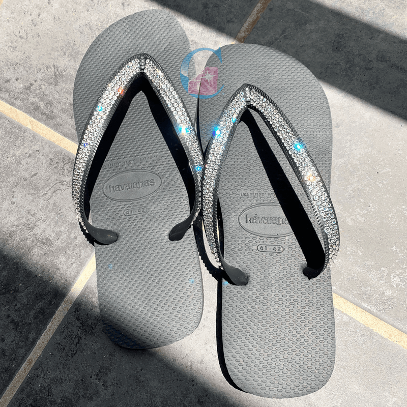 Black Thick Strap Havaianas with Crystal Clear - 3 Rows * - It's Crystalicious®