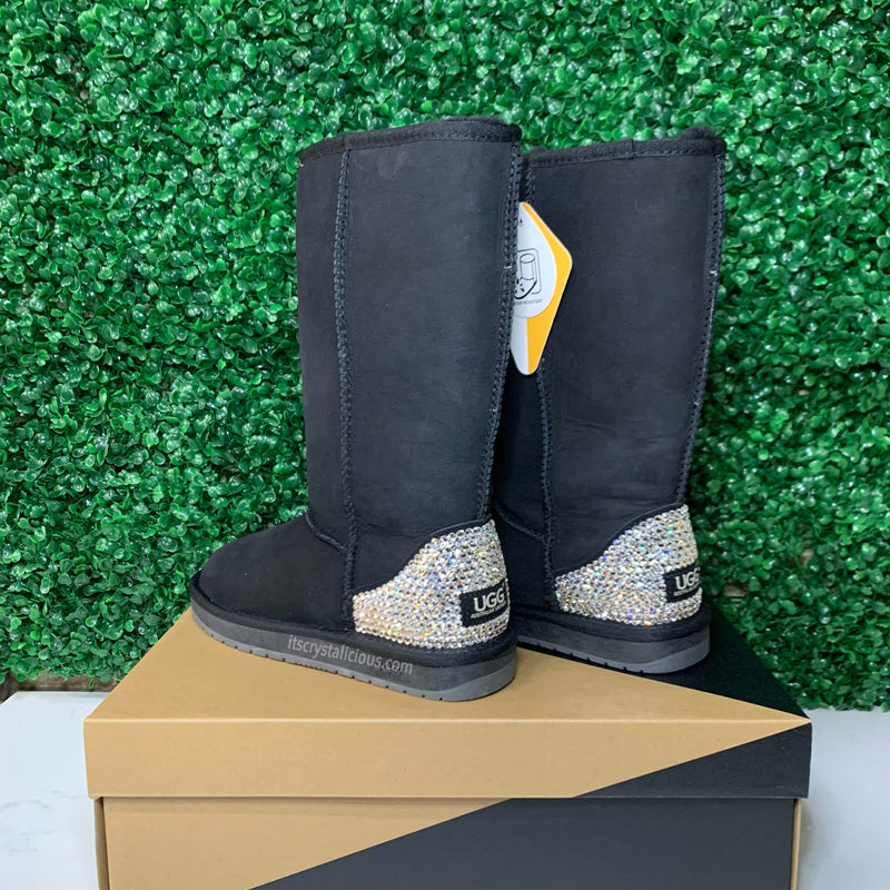 Embellished Tall Genuine Ugg Boots - Black/Crystal*