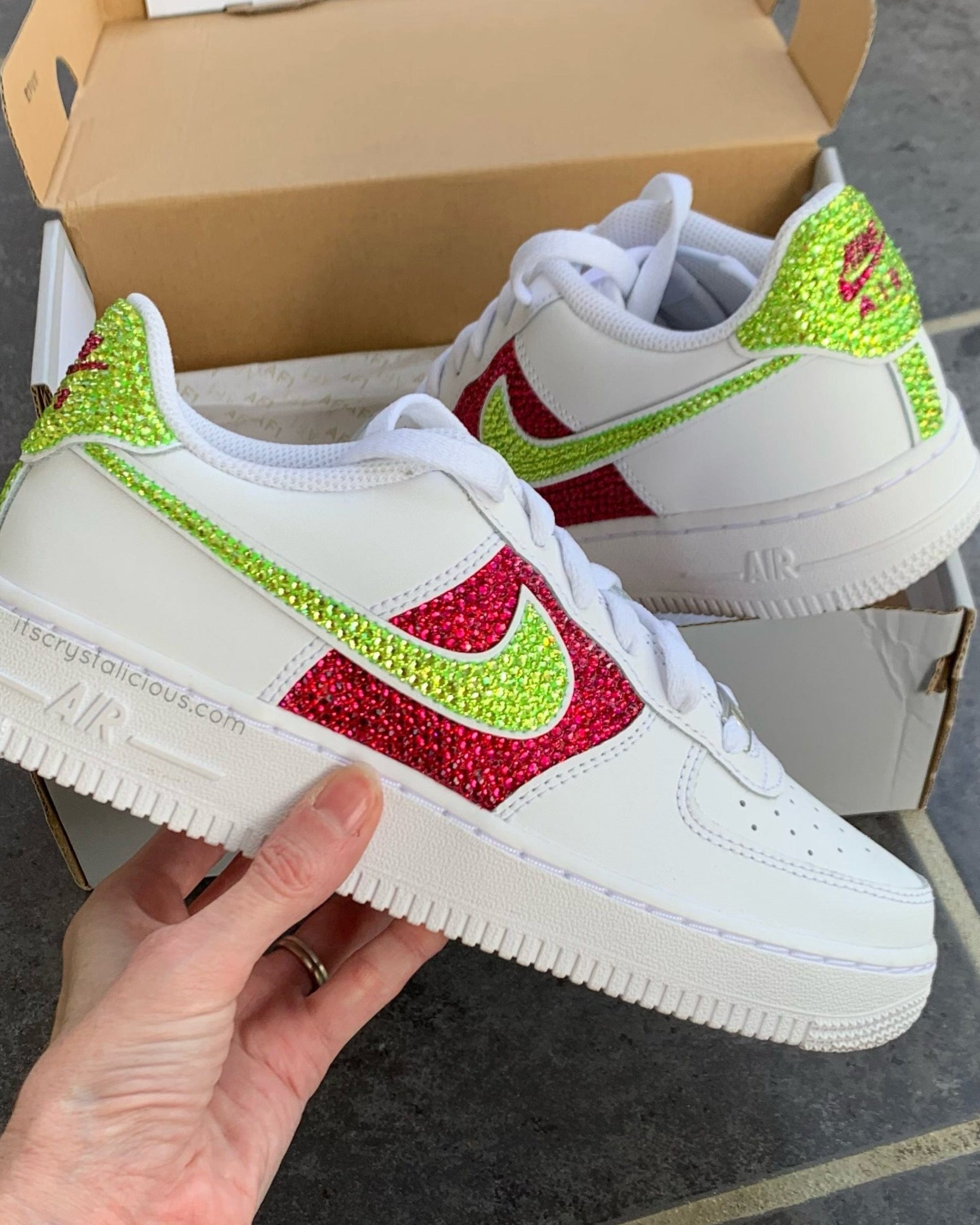 Nike Air Force 1 - Lime/Ruby (Max Crystal Bling)* - It's Crystalicious®