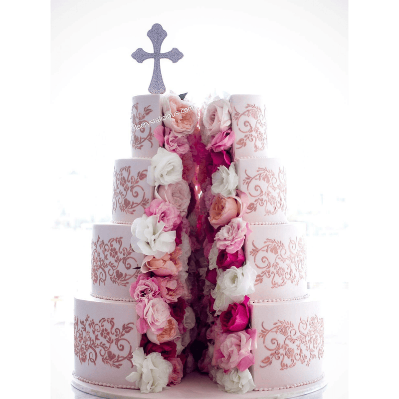 6 inch Curved Cross Cake Topper - Outlined* - It's Crystalicious®