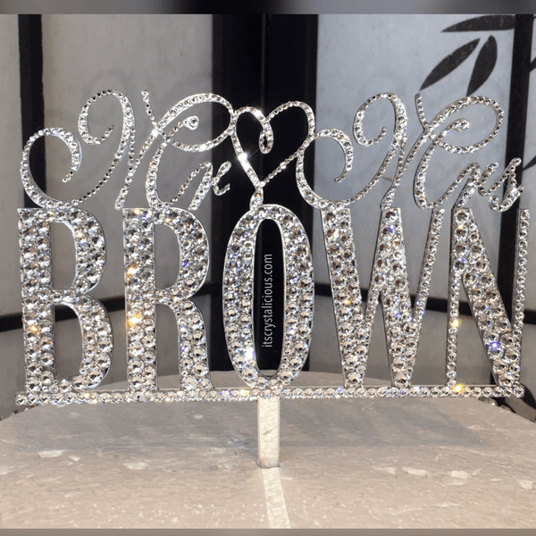 Fancy Mr ❤ Mrs Wedding Crystal Cake Topper * - It's Crystalicious®