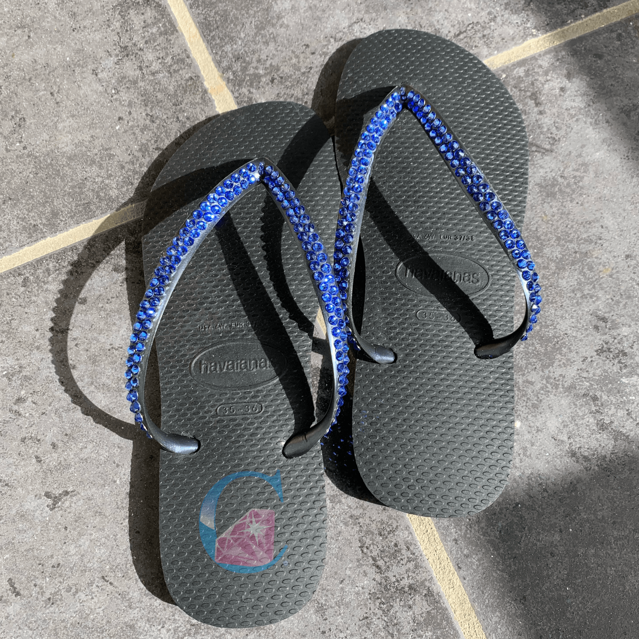 Black Thin Strap Havaianas/Sapphire Rows