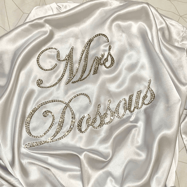 Personalised crystal embellished satin robe * - It's Crystalicious®