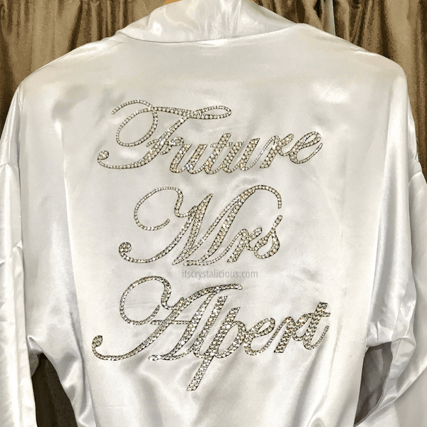 Personalised crystal embellished satin robe * - It's Crystalicious®