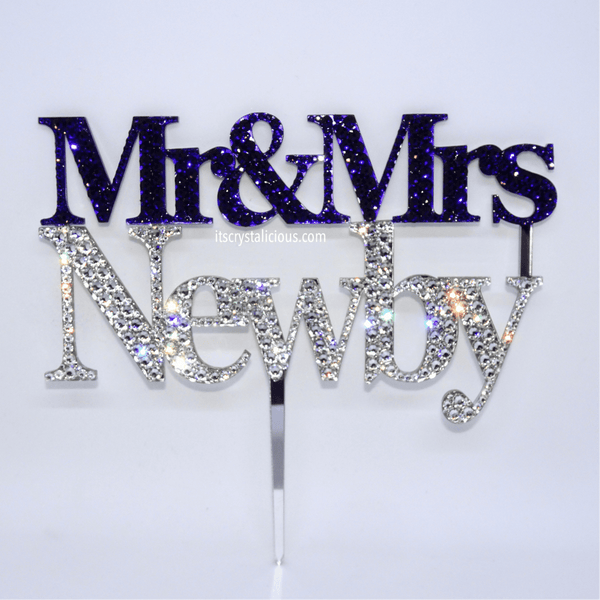 Mr & Mrs Wedding Cake Topper - Purple Velvet & Crystal * - It's Crystalicious®