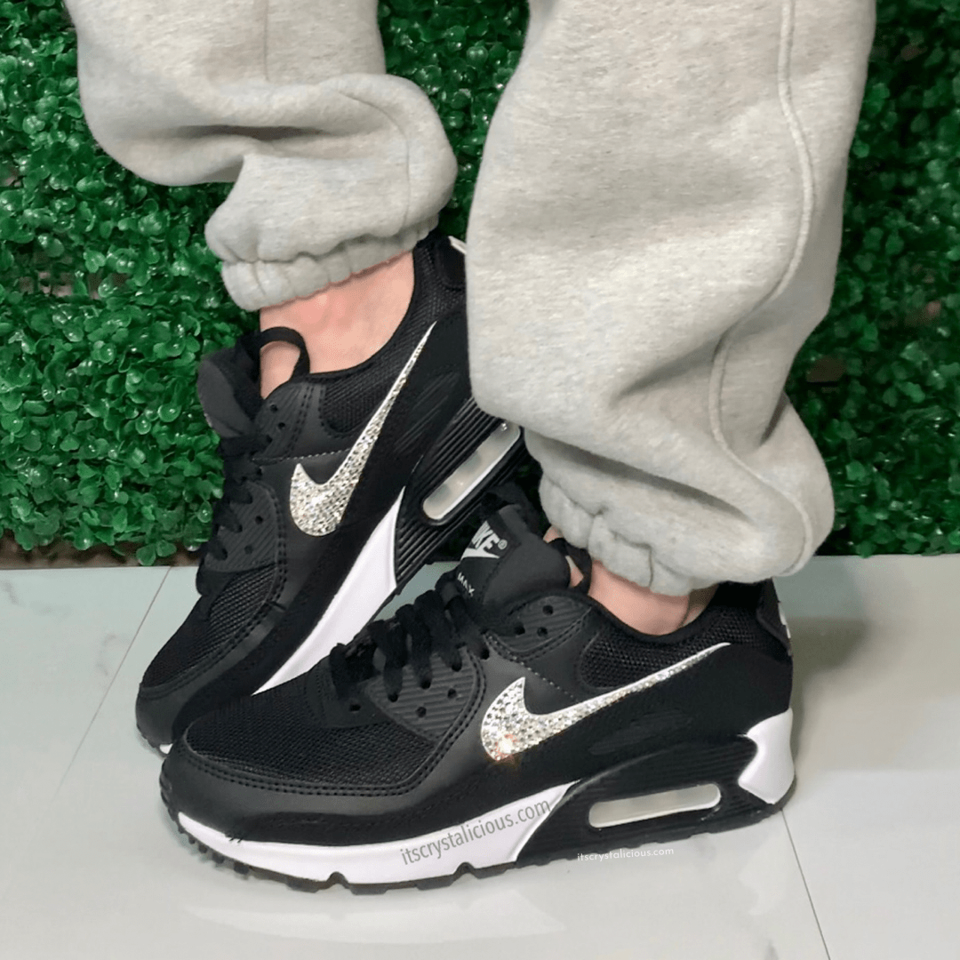 Nike Air Max 90’s - Black/White* - It's Crystalicious®