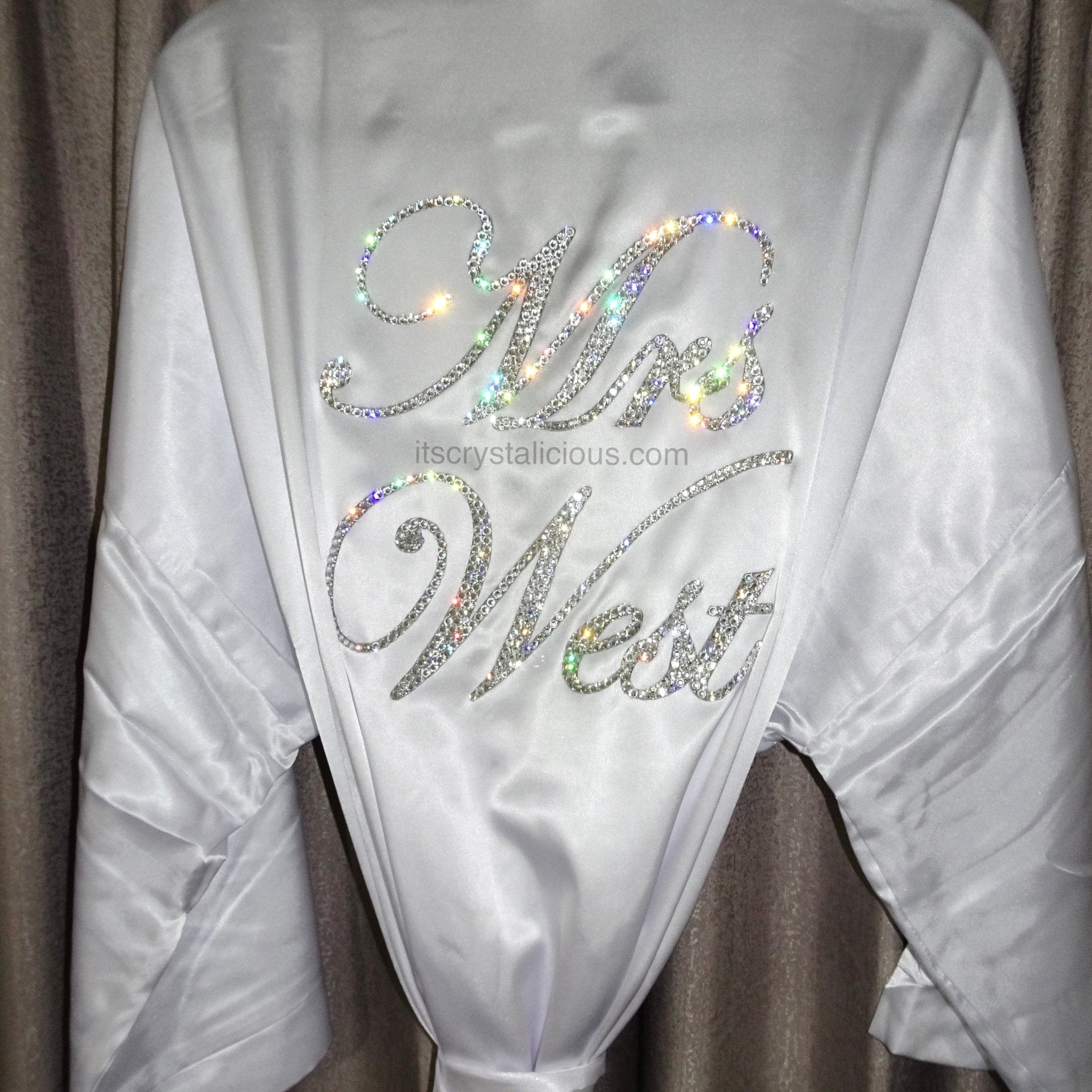 Personalised Crystal Satin Robe - Mrs * - It's Crystalicious®