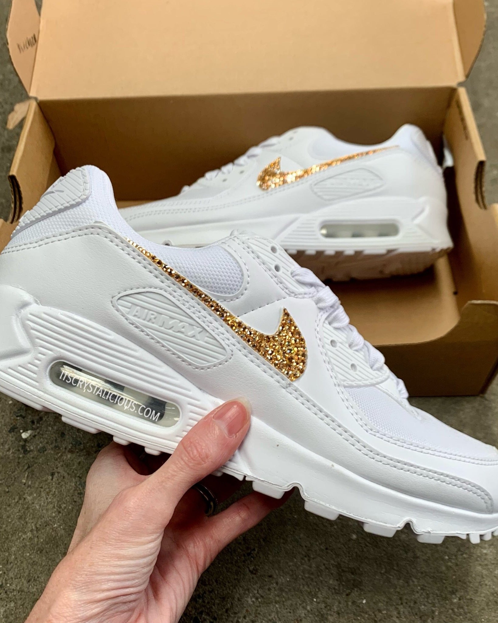 Nike Air Max 90 - White/Golden Honey* - It's Crystalicious®