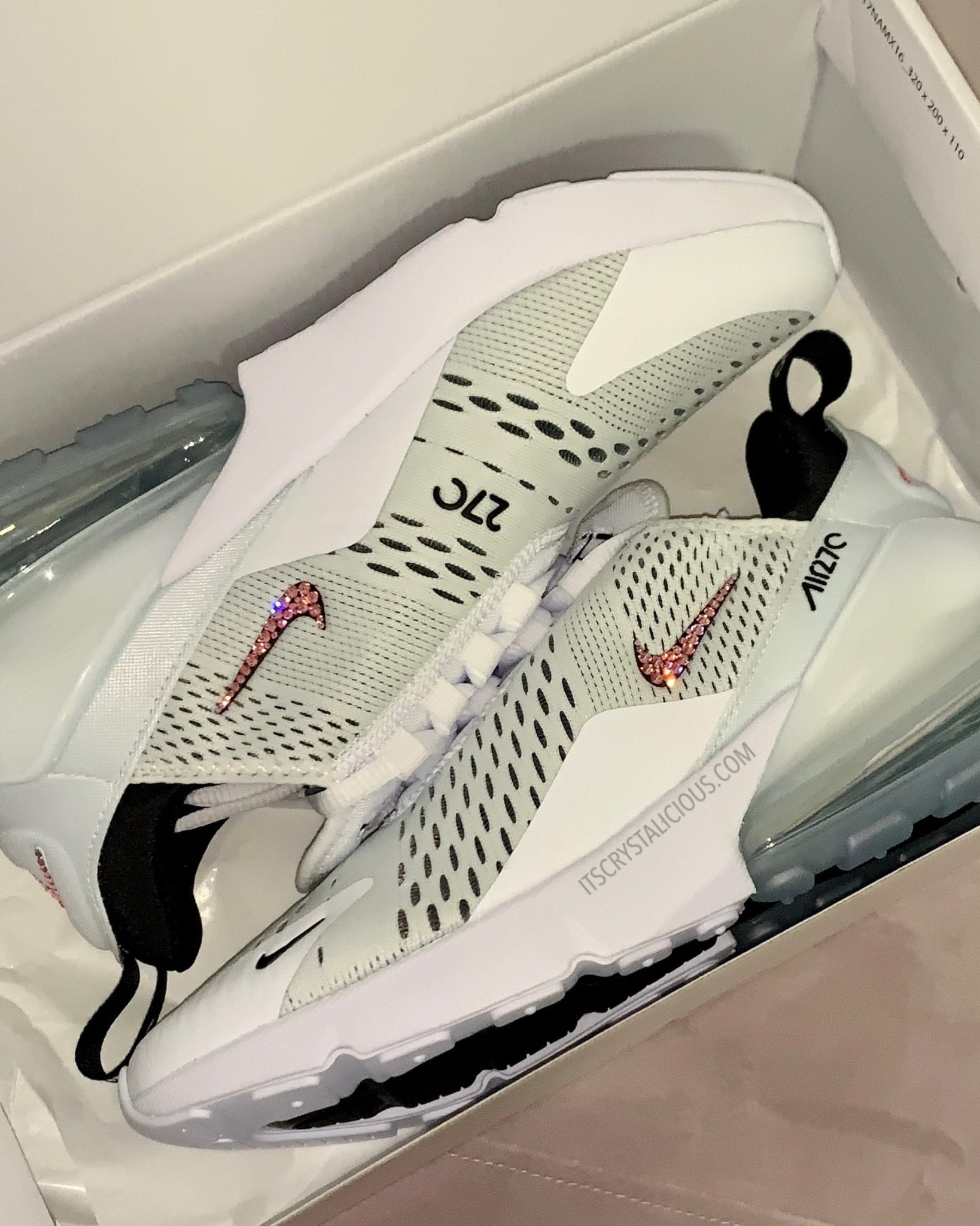 Nike Air Max 270 White/Black/Lt Rose - Minimal* - It's Crystalicious®