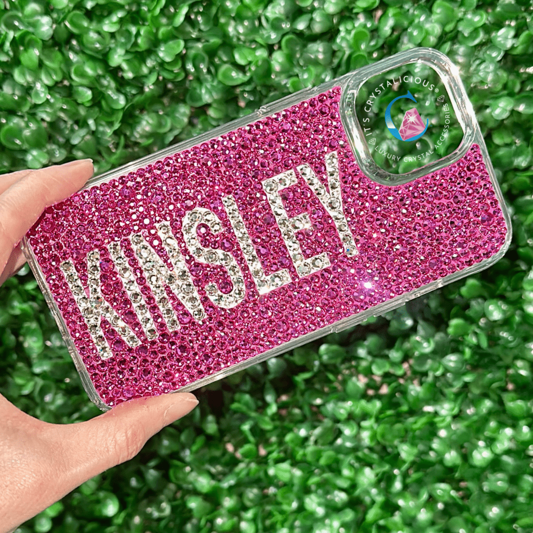 Crystal Block Name Phone Cover - Fuchsia/Crystal* - It's Crystalicious®