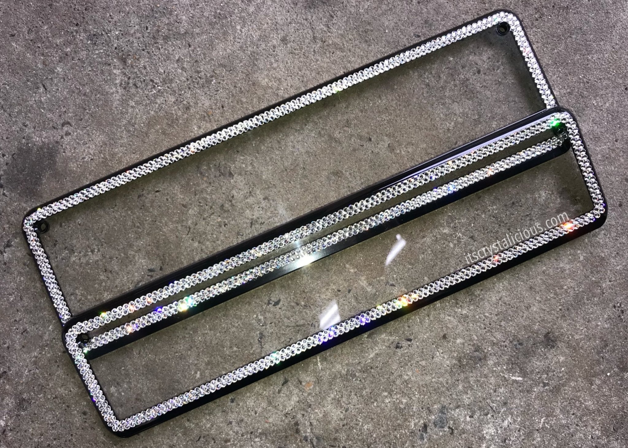 RTS - Set of 2 - Crystal Clear Slimline Number Plate Frame Covers - 2 rows * - It's Crystalicious®
