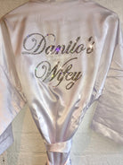 White Crystal Wifey Personalised Satin Robe* - It's Crystalicious®