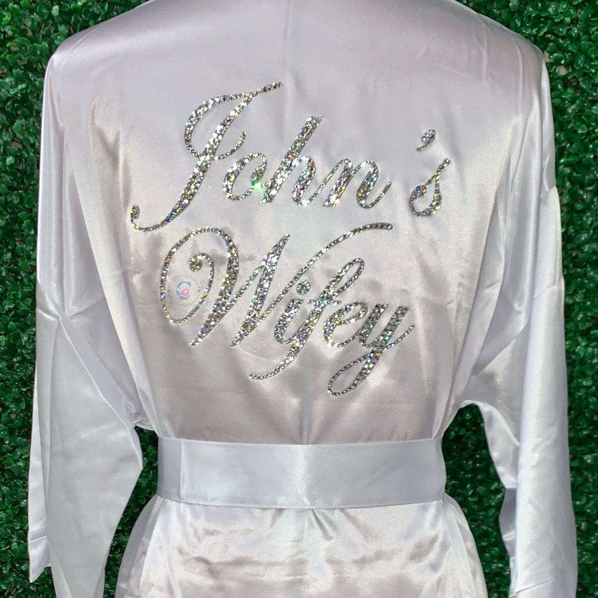 Custom Wifey Personalised crystal Satin Bridal robe * – It's Crystalicious®