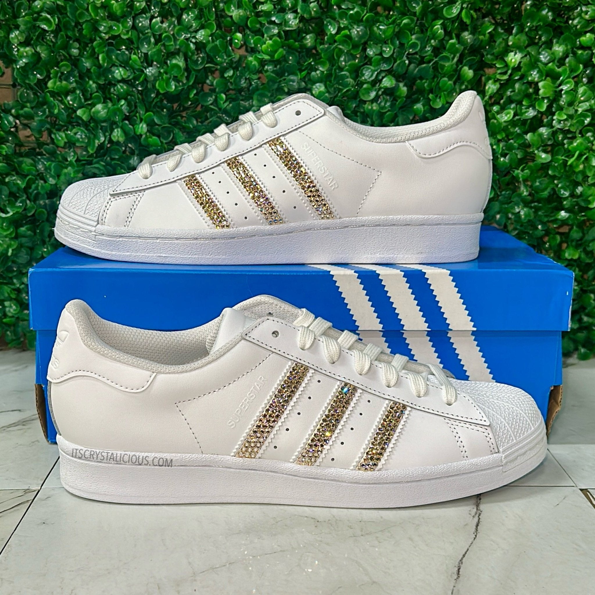 Adidas Superstar - White/Lt Gold Quartz* - It's Crystalicious®