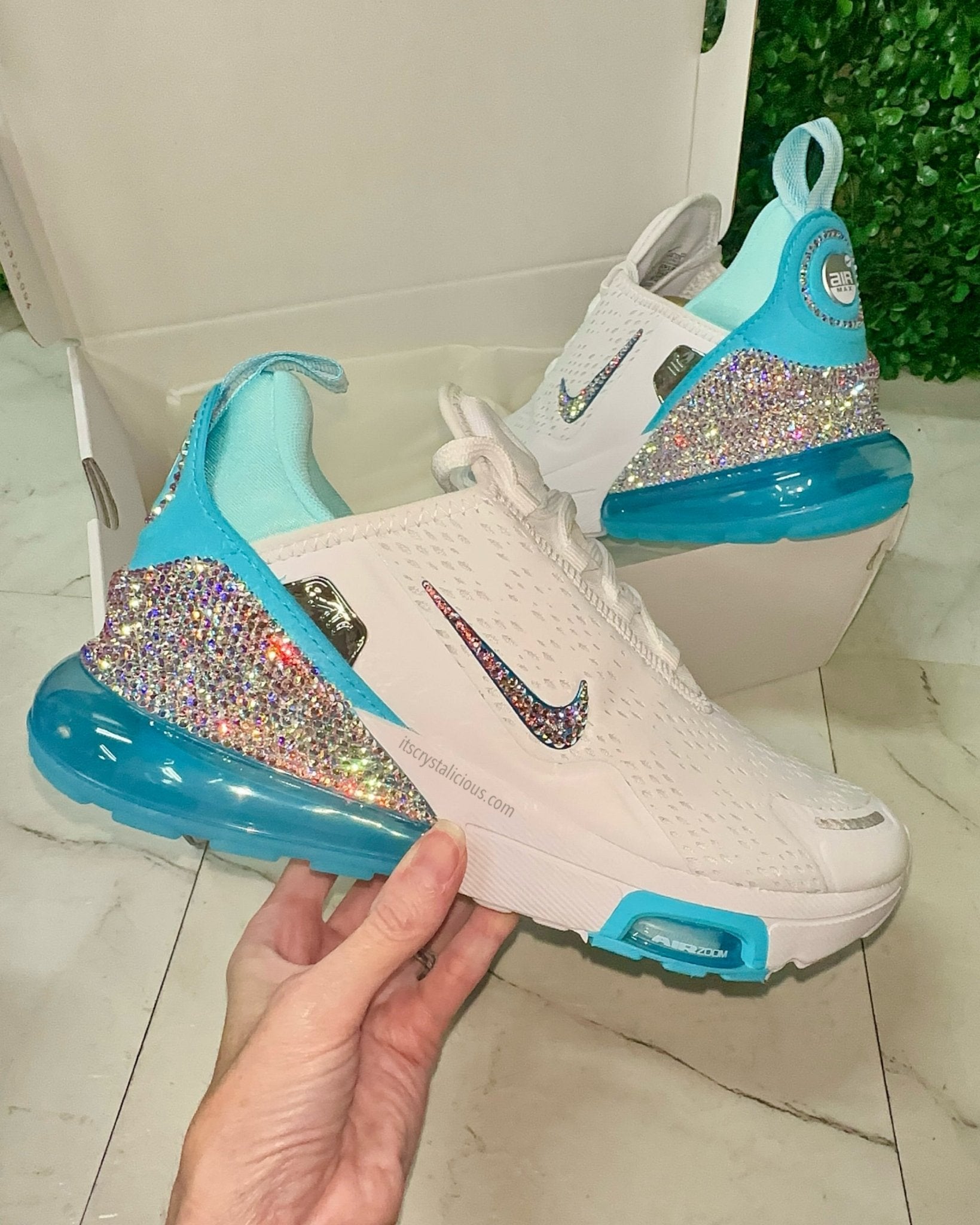 Nike Air Max 270 Premium - Teal Tint Custom Crystal - It's Crystalicious®