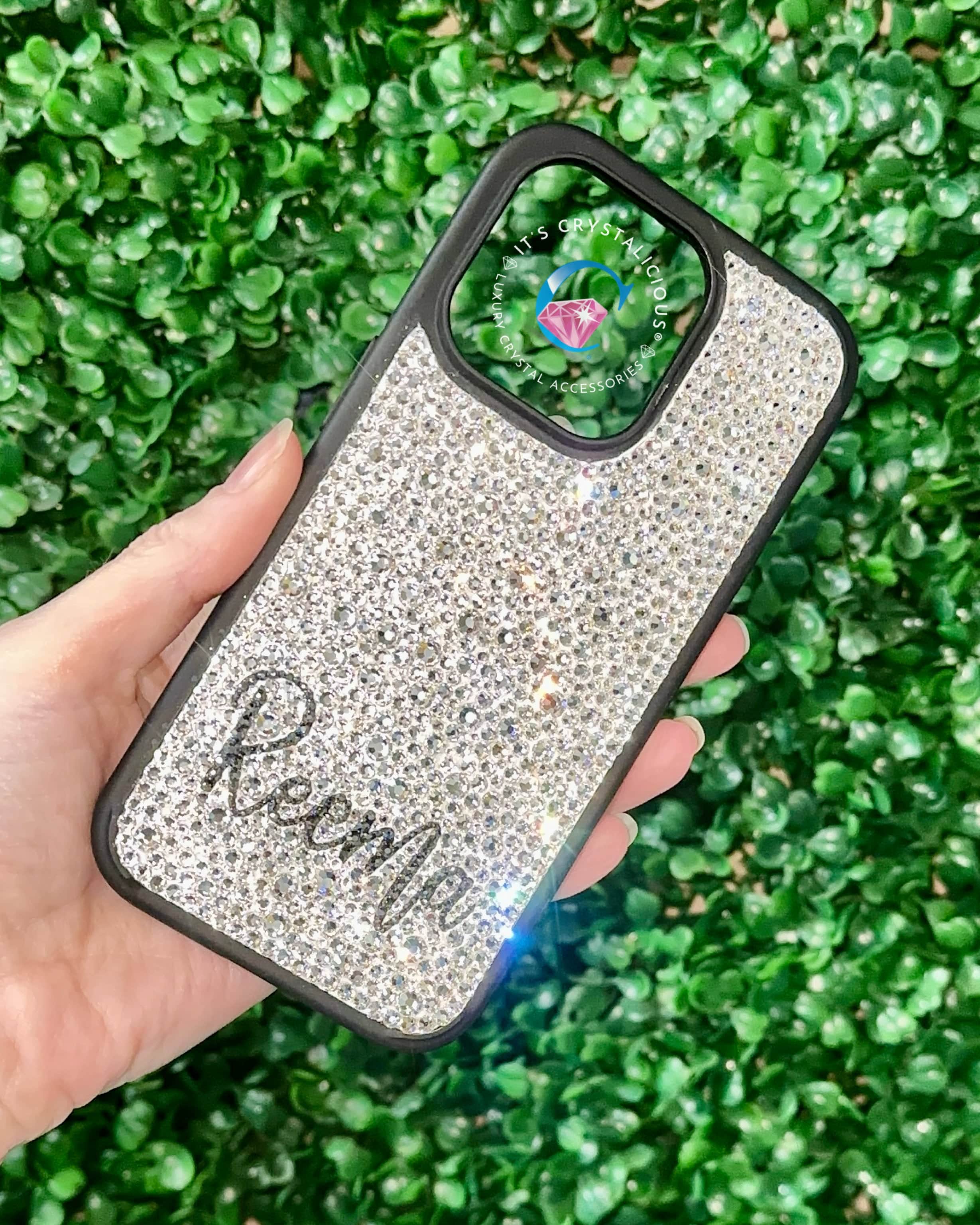 Crystal Script Name Phone Cover - Crystal/Jet Hematite* - It's Crystalicious®