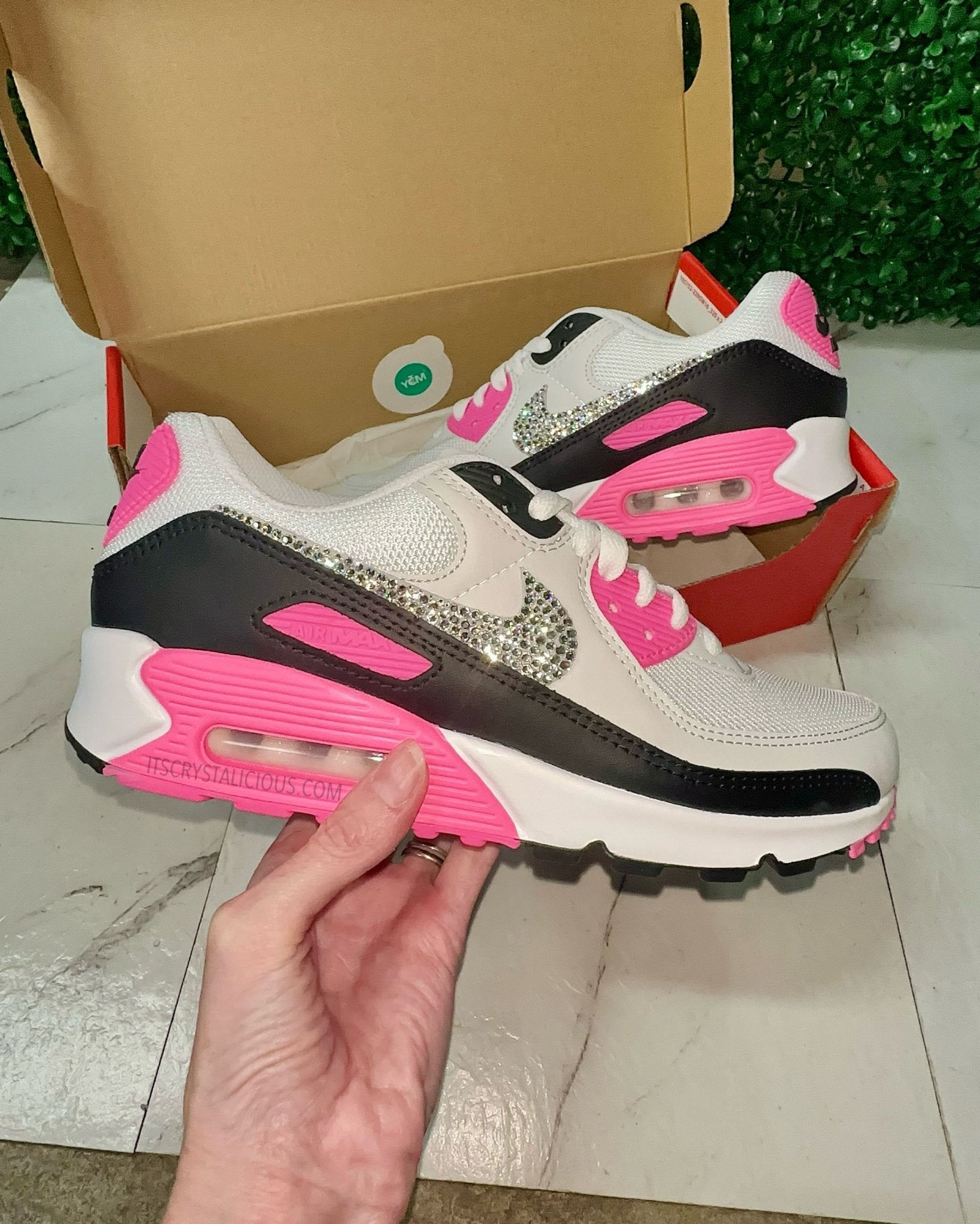 Nike Air Max 90 - White/Pink Glow/Crystal * - It's Crystalicious®