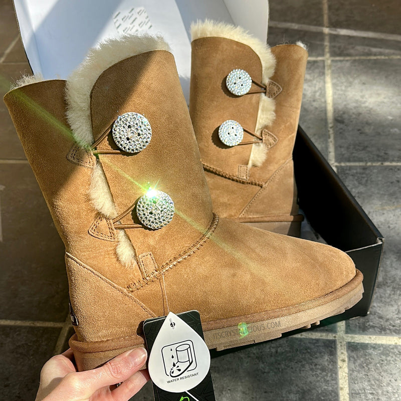 Chestnut/Crystal Short Authentic Ugg Boots - 2 Buttons*