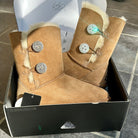 Chestnut/Crystal Short Authentic Ugg Boots - 2 Buttons* - It's Crystalicious®