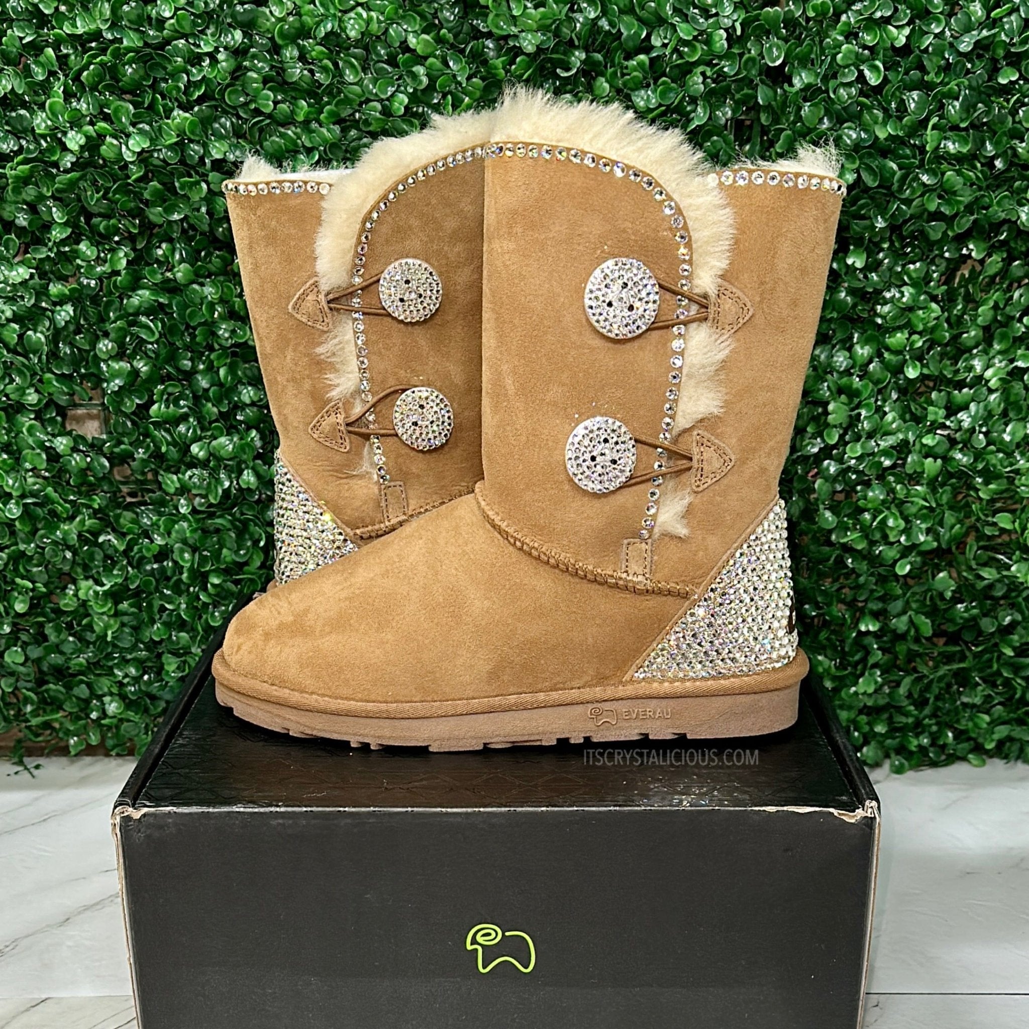 Short Authentic Crystal Ugg Boots - 2 Buttons/Heel Cap/Outline* - It's Crystalicious®