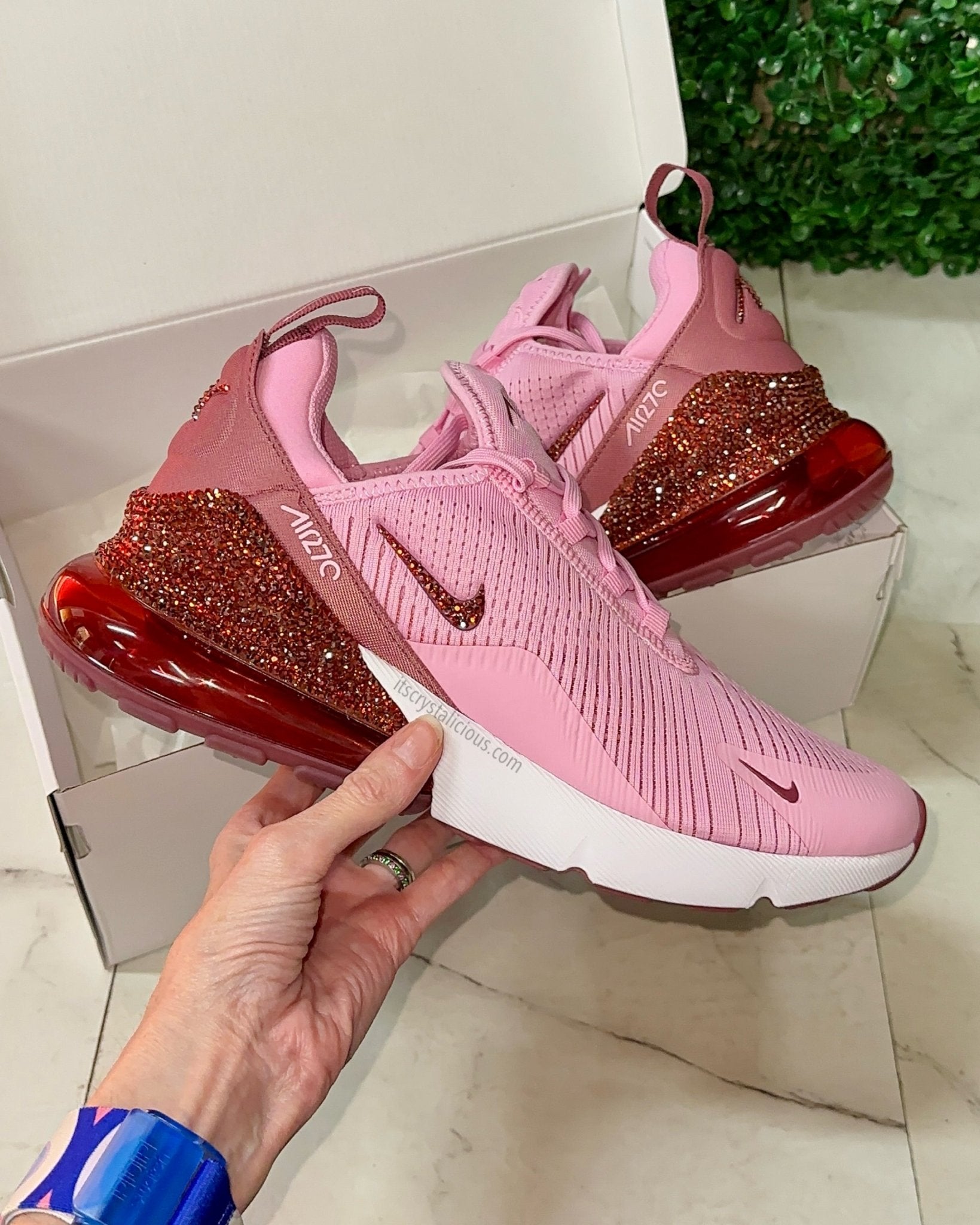 Nike Air Max 270 Pink Smoke: Custom Crystal - It's Crystalicious®