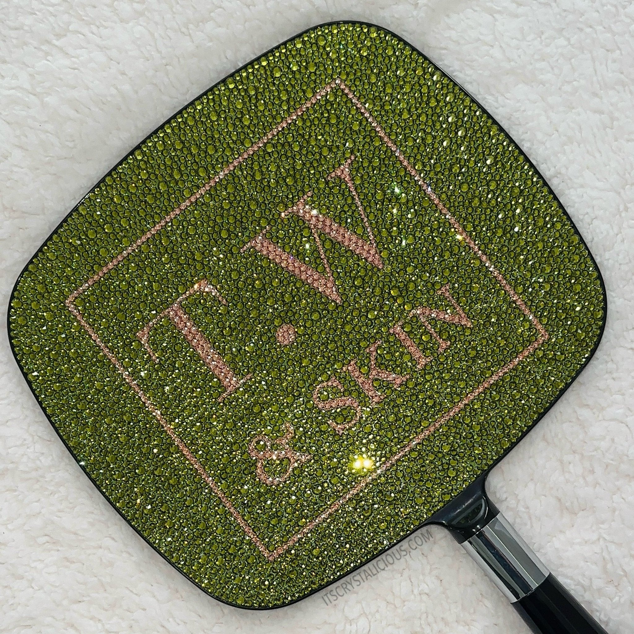 Handheld Crystal Make up Mirror - Apricot/Olivine * - It's Crystalicious®