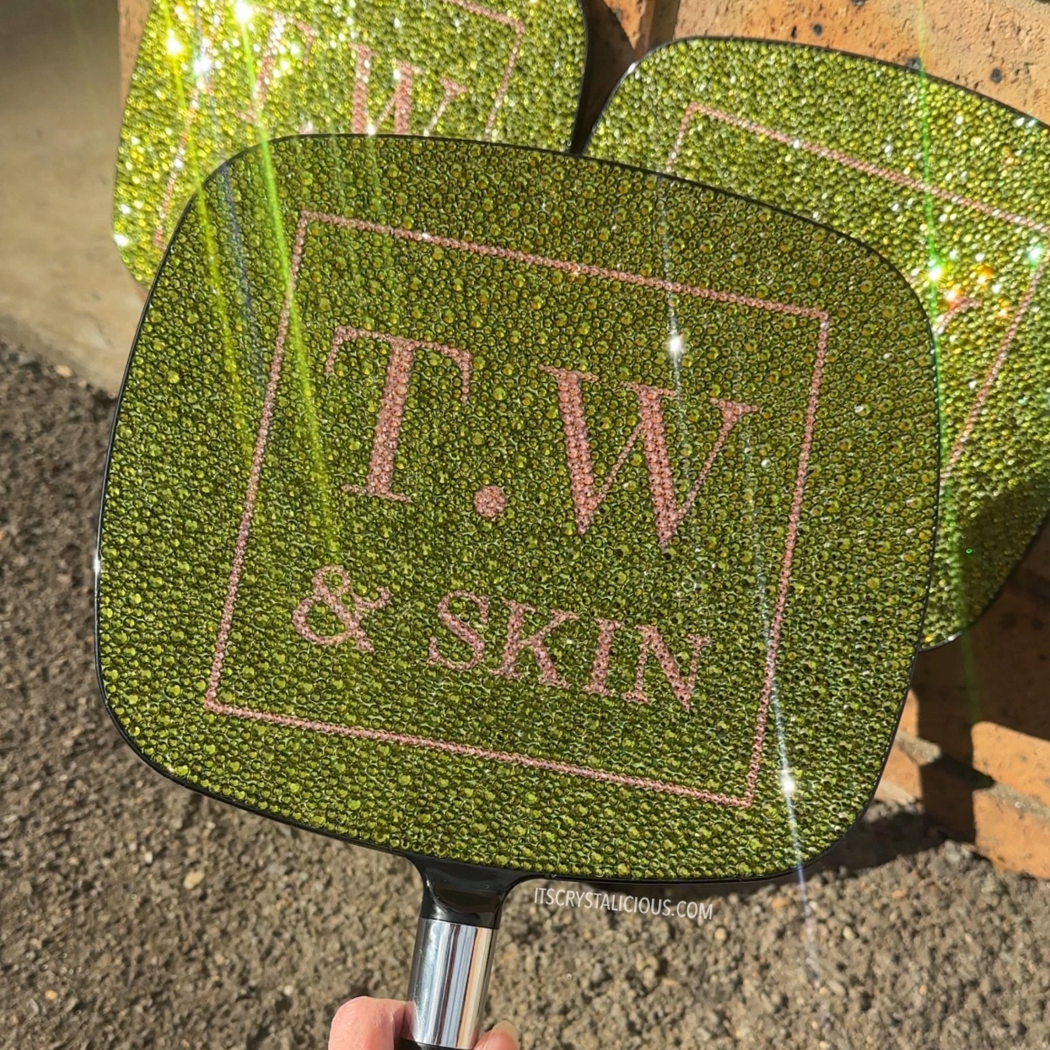 Handheld Crystal Make up Mirror - Apricot/Olivine * - It's Crystalicious®