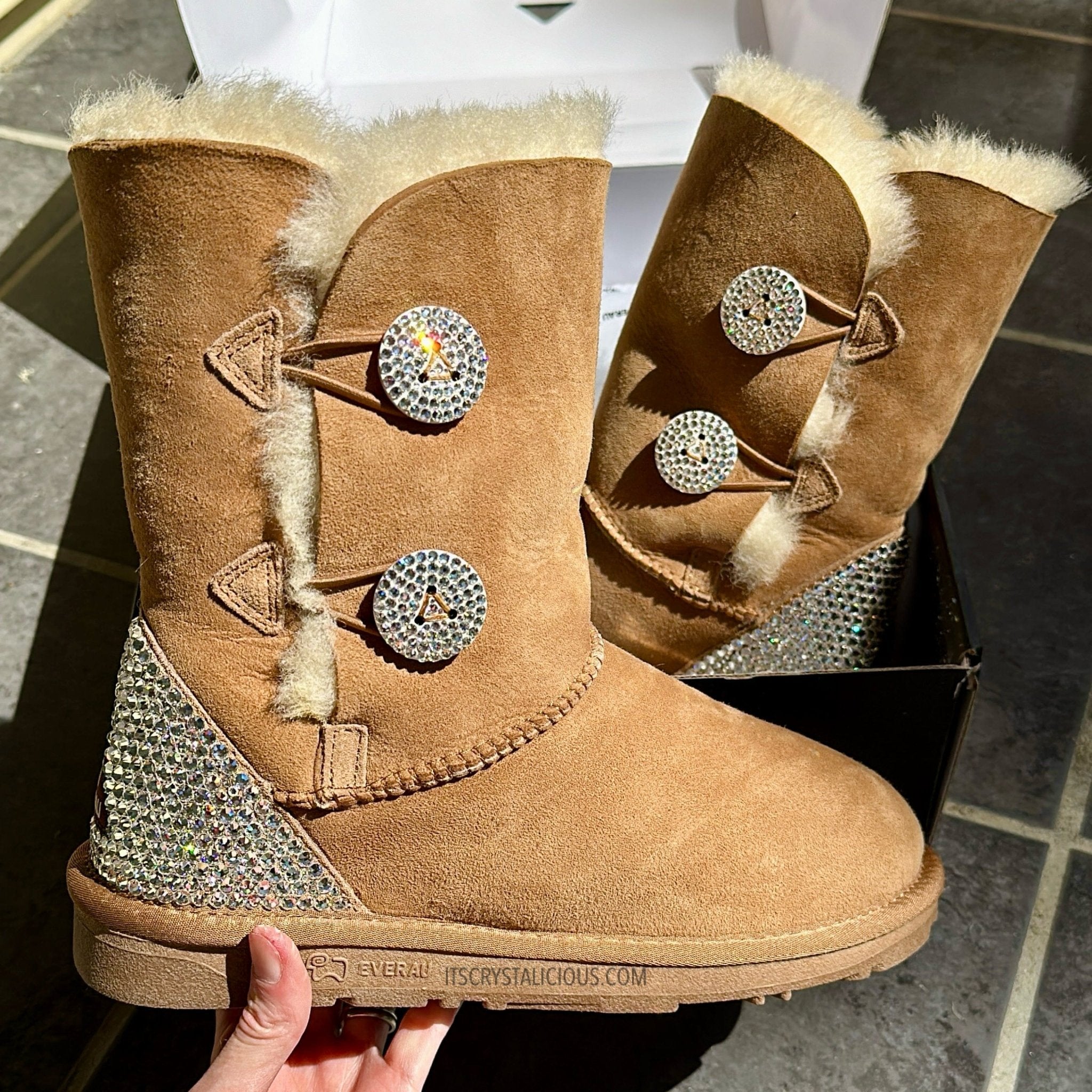 Short Authentic Crystal Ugg Boots - 2 Buttons/Heel Cap* - It's Crystalicious®