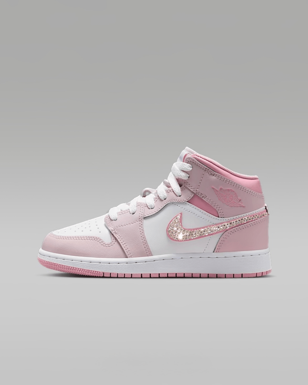Jordan 1 - White/Pearl Pink - Mids* - It's Crystalicious®